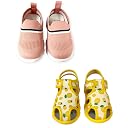 Coolz Kids Chu-Chu Sound Musical Sandals and Shoes Combo (2 Pairs) for Baby Boys and Girls (Peach and Yellow, UK Footwear Size System, Toddler, Age, Medium, 9 Months) gallery image