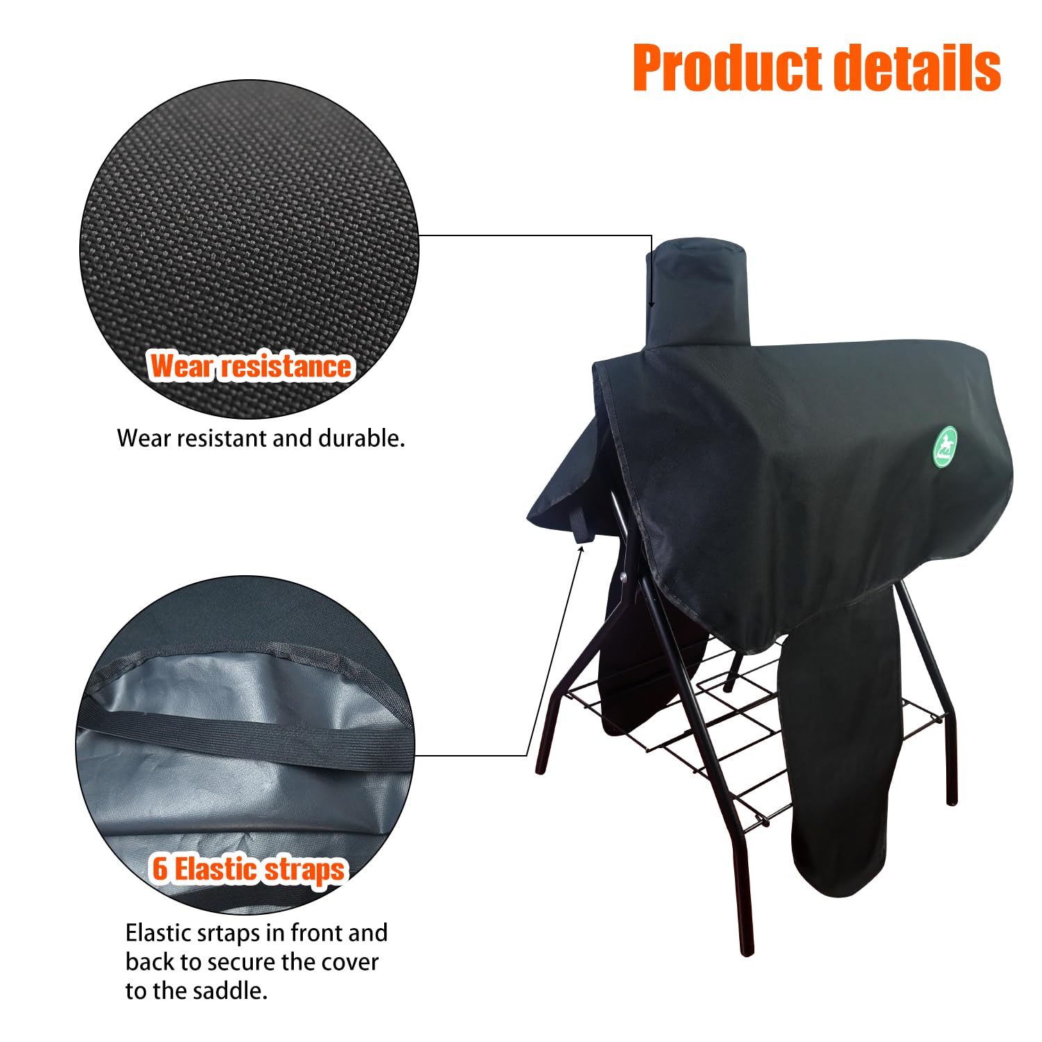 Housse De Selle Western Imperméable - 6 Sangles élastiques, Tissu
