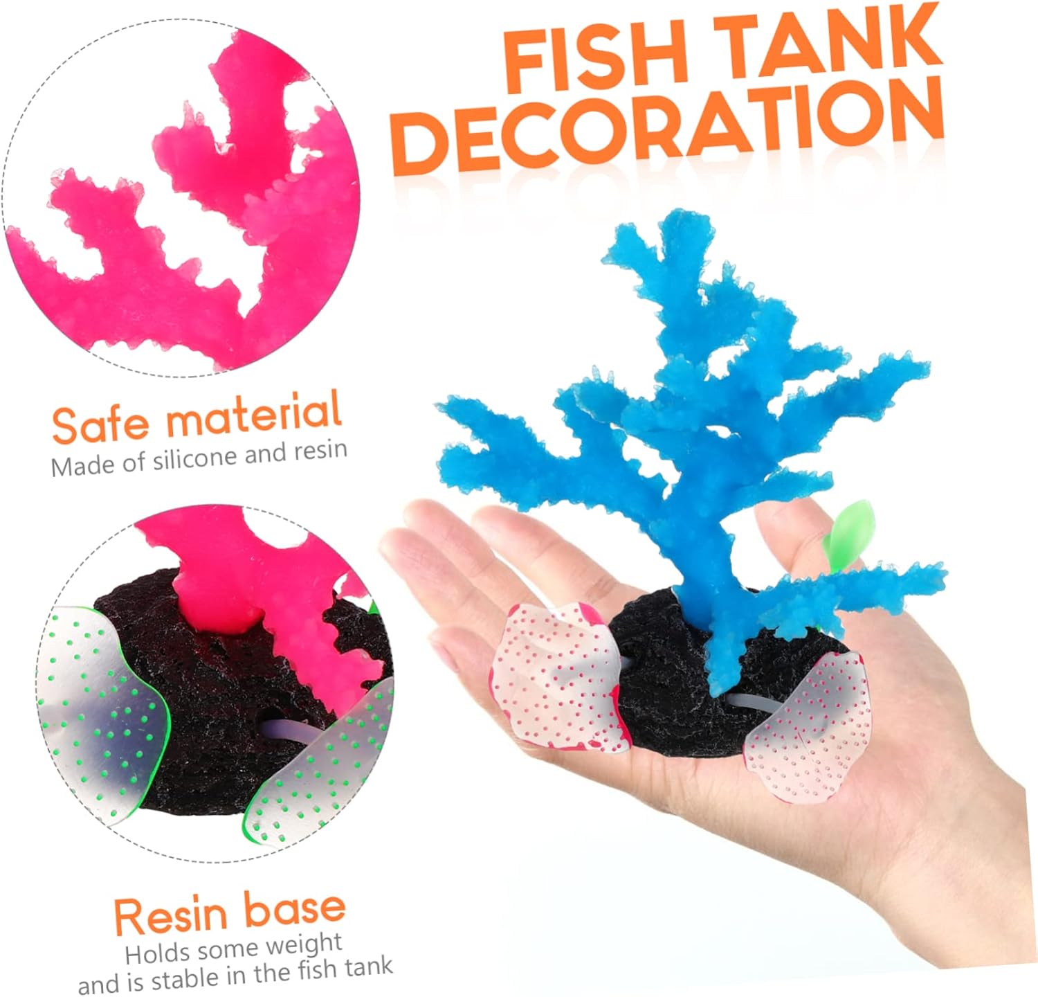 3sets Simulated Artificial Coral Artificial Corals Reef Decor Solar Power Fountain UV Aquarium Light Fish Decor Fan Pool Fake Prop Coral Aquarium Decorations L