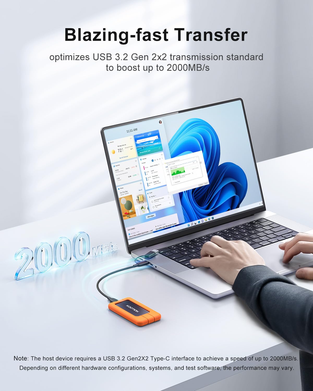 KOOTION SSD Portátil 1 TB USB-C hasta 2000 MB/s SSD Externo USB 3.2 Gen 2x2 Unidad de Estado Sólido Portátil con Funda Protectora Unidad de Estado Sólido USB 3.2 Externa Tipo C para PC/Mac