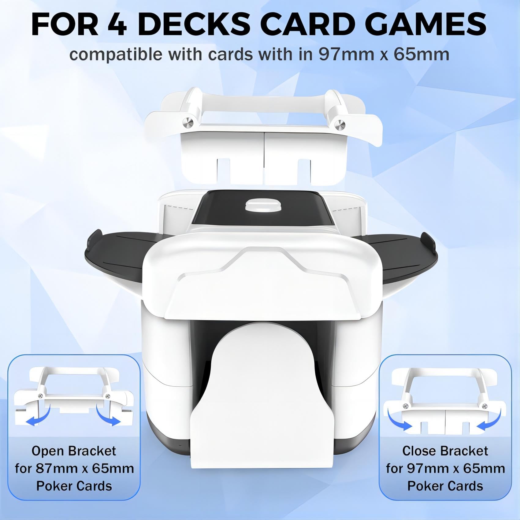 Mélangeur automatique de cartes pour 4 jeux – Mélangeur de cartes électroniques avec batterie rechargeable USB de 3000 mAh, mélange rapide et fluide pour poker, UNO, Phase 10, Skip-Bo, (noir)