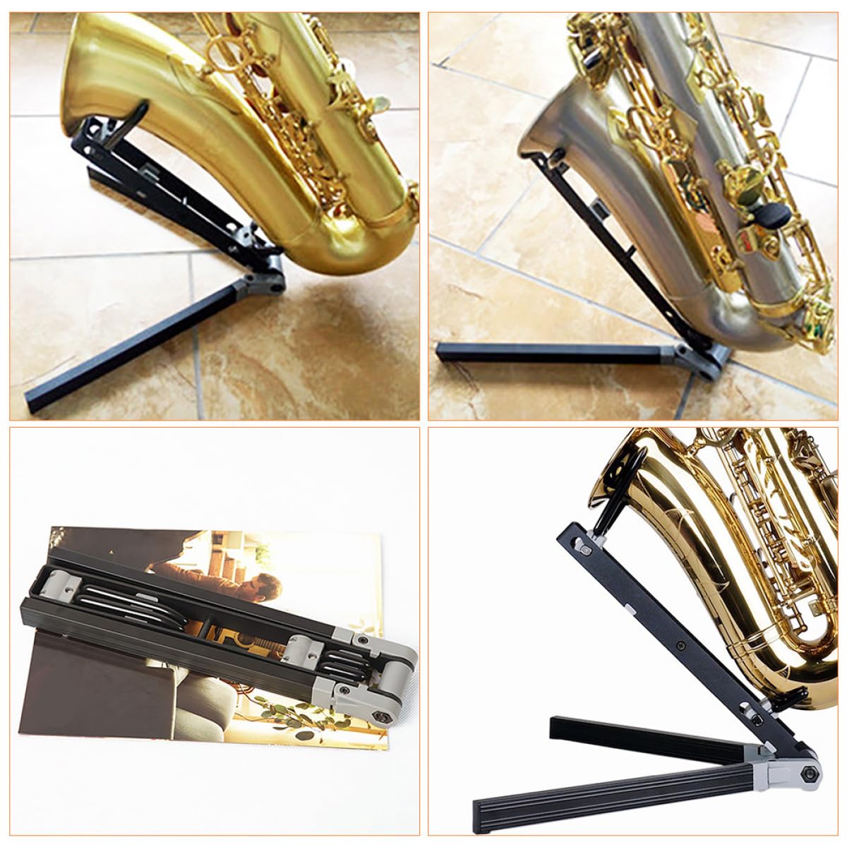 Gatuida Altsaxophonständer Metall Klappbar Rutschfestes Saxophon Aufbewahrungsgestell Tragbar für Zuhause und Bühne