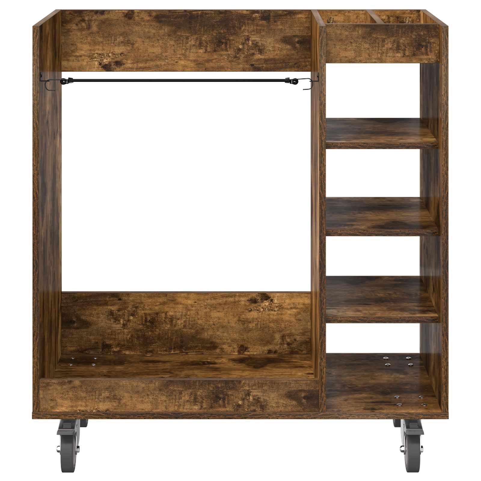 Golf Schrank mit Rad in geräucherter Eiche, 90 x 45 x 98 cm, Holz und Metall, mit Stauraum für Golftaschenzubehör, Organizer und Trolley, ideal für Innenräume und Garage