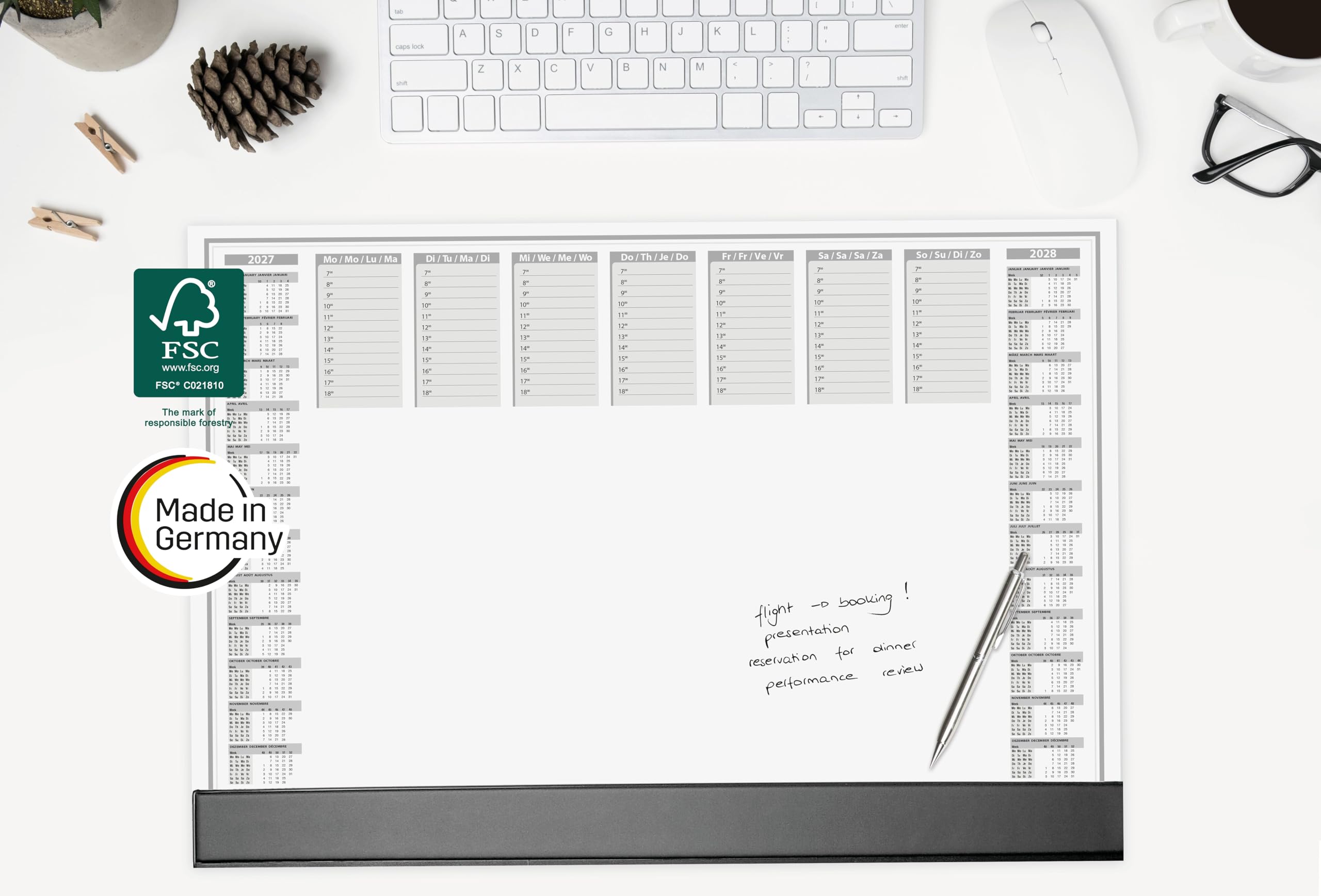 SIGEL Sous-main papier 2027/2028 A2 | H7365/5, lot de 5, design office, avec bande de protection, noir et blanc, 5 x 40 feuilles