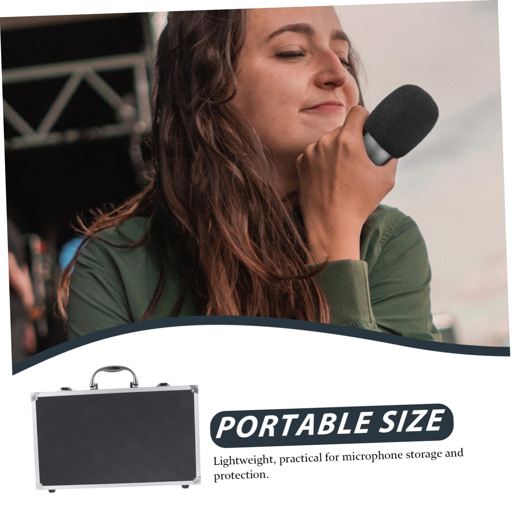 Abaodam Valigetta Microfono Wireless in Lega di Alluminio, Nera | Porta Due Microfoni, Struttura a Scomparti, Leggera e Portatile, per Registrazione e Sala Karaoke
