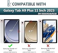 Vista 2 de Funda con teclado retroiluminado para Samsung Galaxy Tab A9 Plus de 11 pulgadas 2023 (SM-X210/X216/X218) con protector de pantalla, teclado