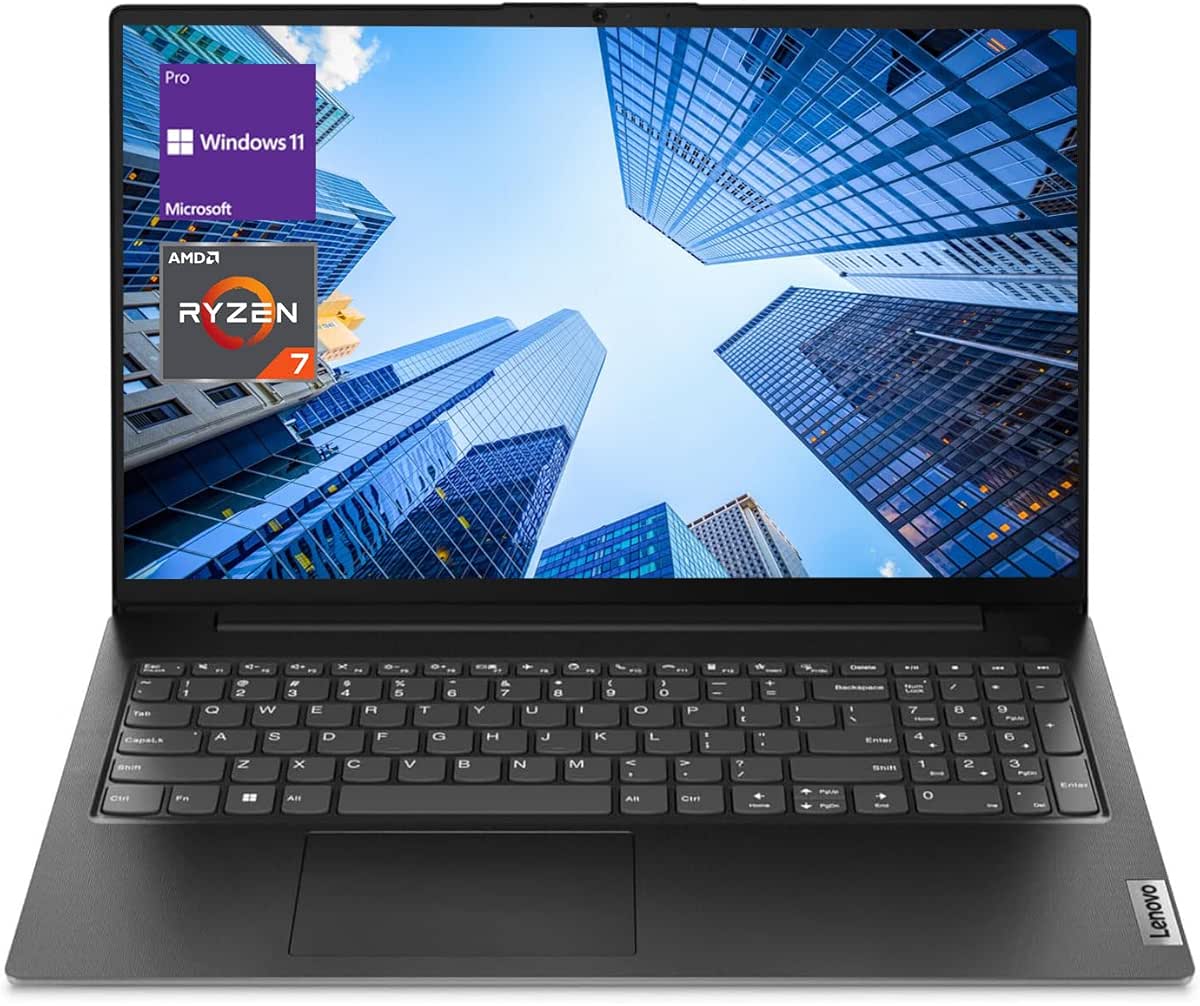 Lenovo V-Series V15 Business Laptop, 15.6&#34; FHD Display, AMD Ryzen 7 7730U, 40GB RAM, 1TB SSD, Numeric Keypad, HDMI, RJ45, Webcam, Wi-Fi, Windows 11 Pro, Black