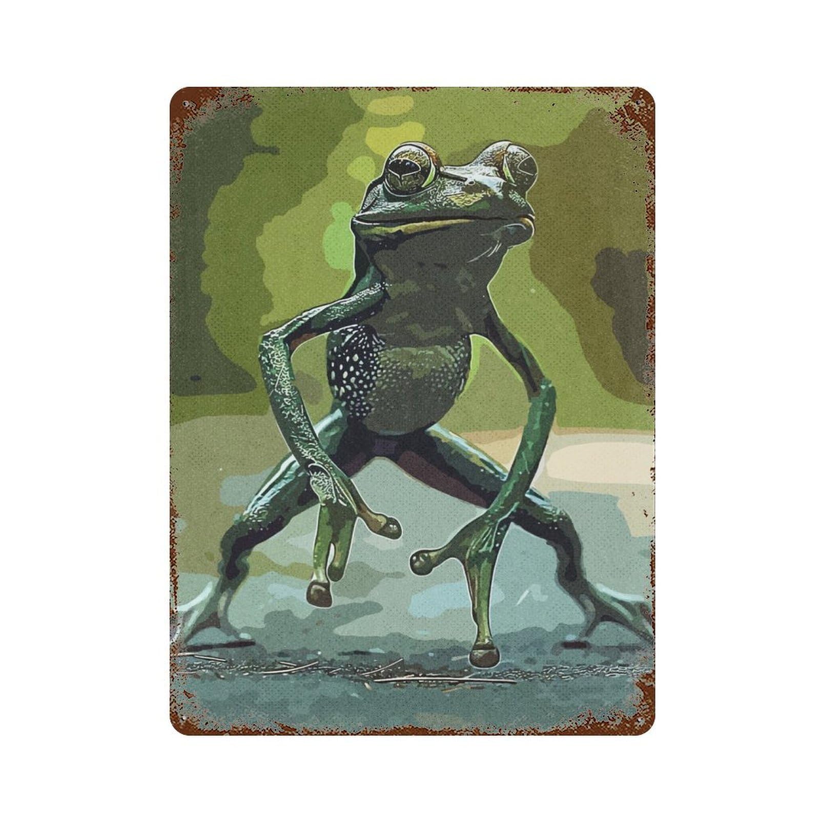 Frog Vintage Decorative Tin Sign 15.7"x11.8", for Cafe, Home Bar And Lounge Decor, Decorative Metal Wall Art