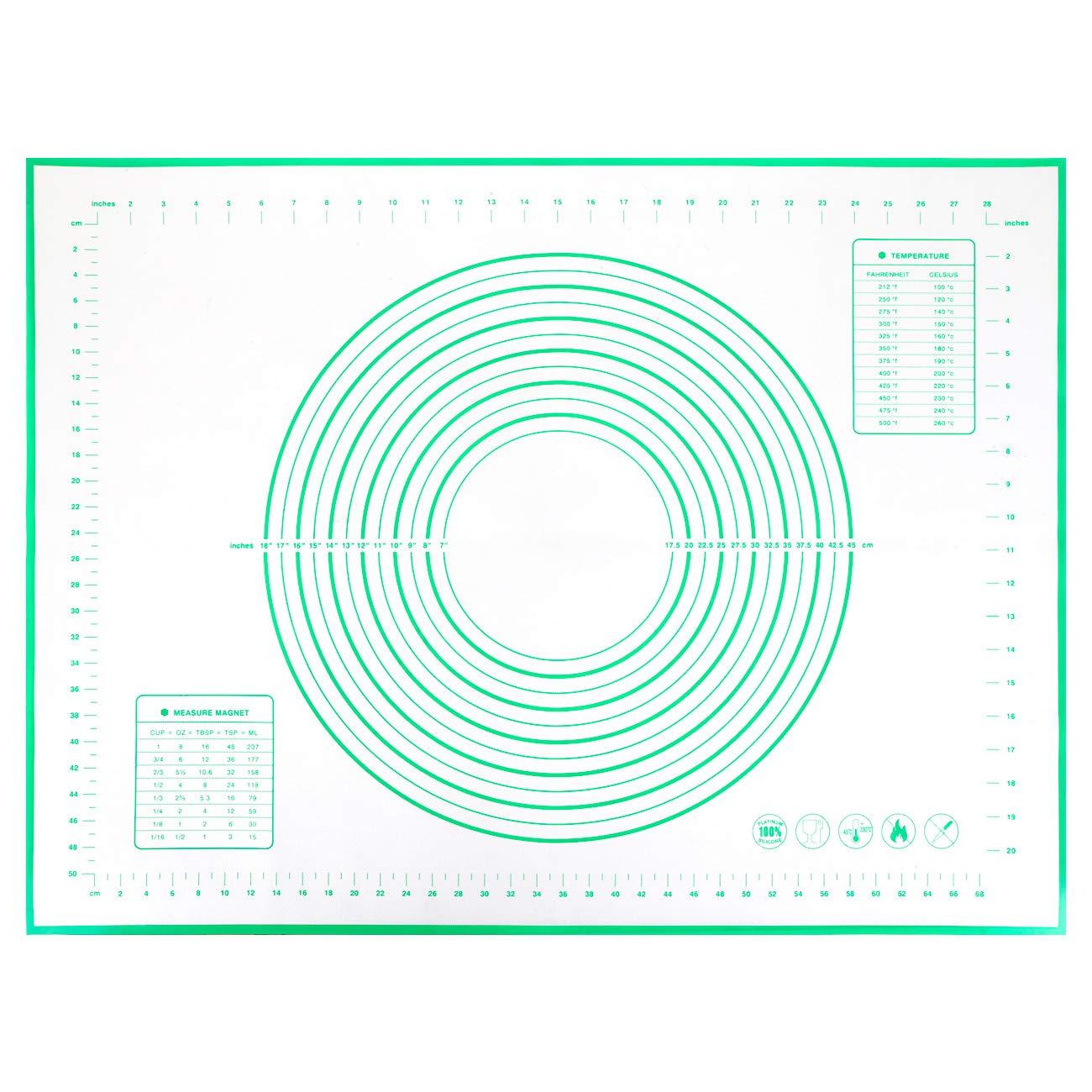 Gwhole Silicone Baking Mat Non-Stick Dough Mat (60 x 80 cm Green)