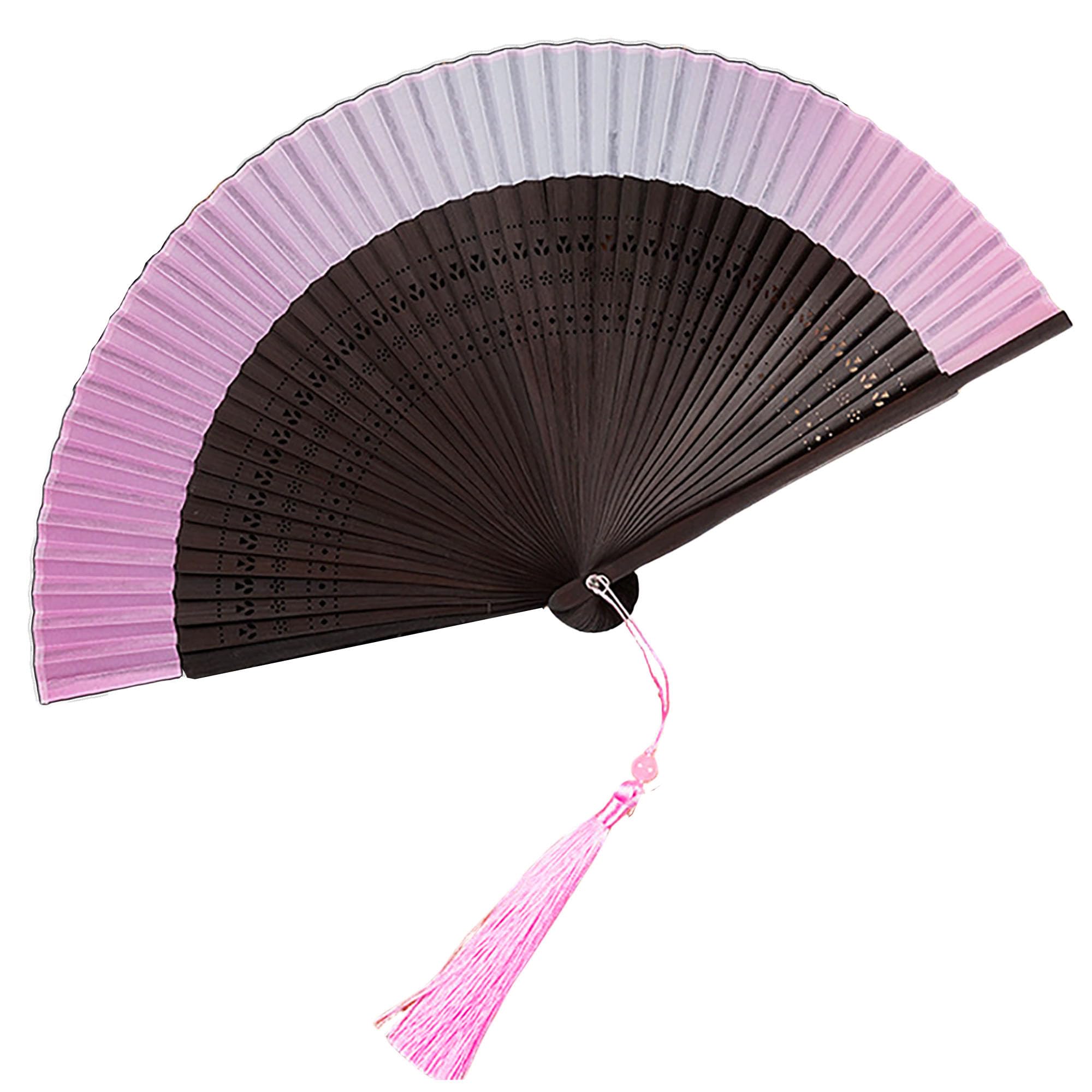 GFM® Bamboo Silk Handheld Folding Hand Fan for Summer, Wedding-Light Pink-(GG-FLSLK-F38B-06-HLGLB) — image 1