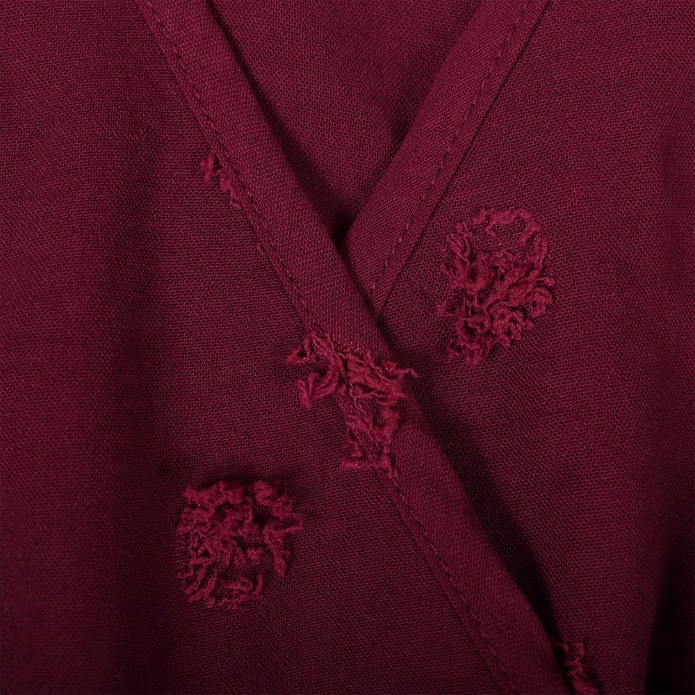 Womens Swiss Dot Boho Maxi Dress Long Sleeve V Neck Flowy Long Fall Cocktail Wedding Guest Dresses - Image 7