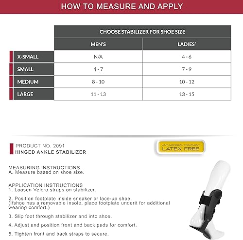 Miniatura 2 de OTC Estabilizador de tobillo con bisagras, soporte de estribo ajustable con estancias rígidas para esguinces y lesiones, transición de botas de