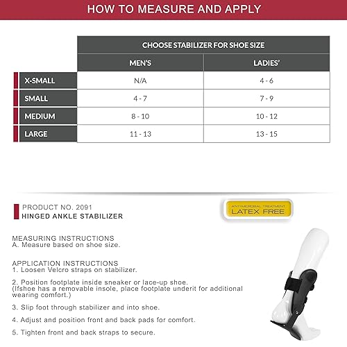 Miniatura 2 de OTC Estabilizador de tobillo con bisagras, soporte de estribo ajustable con estancias rígidas para esguinces y lesiones, transición de botas de