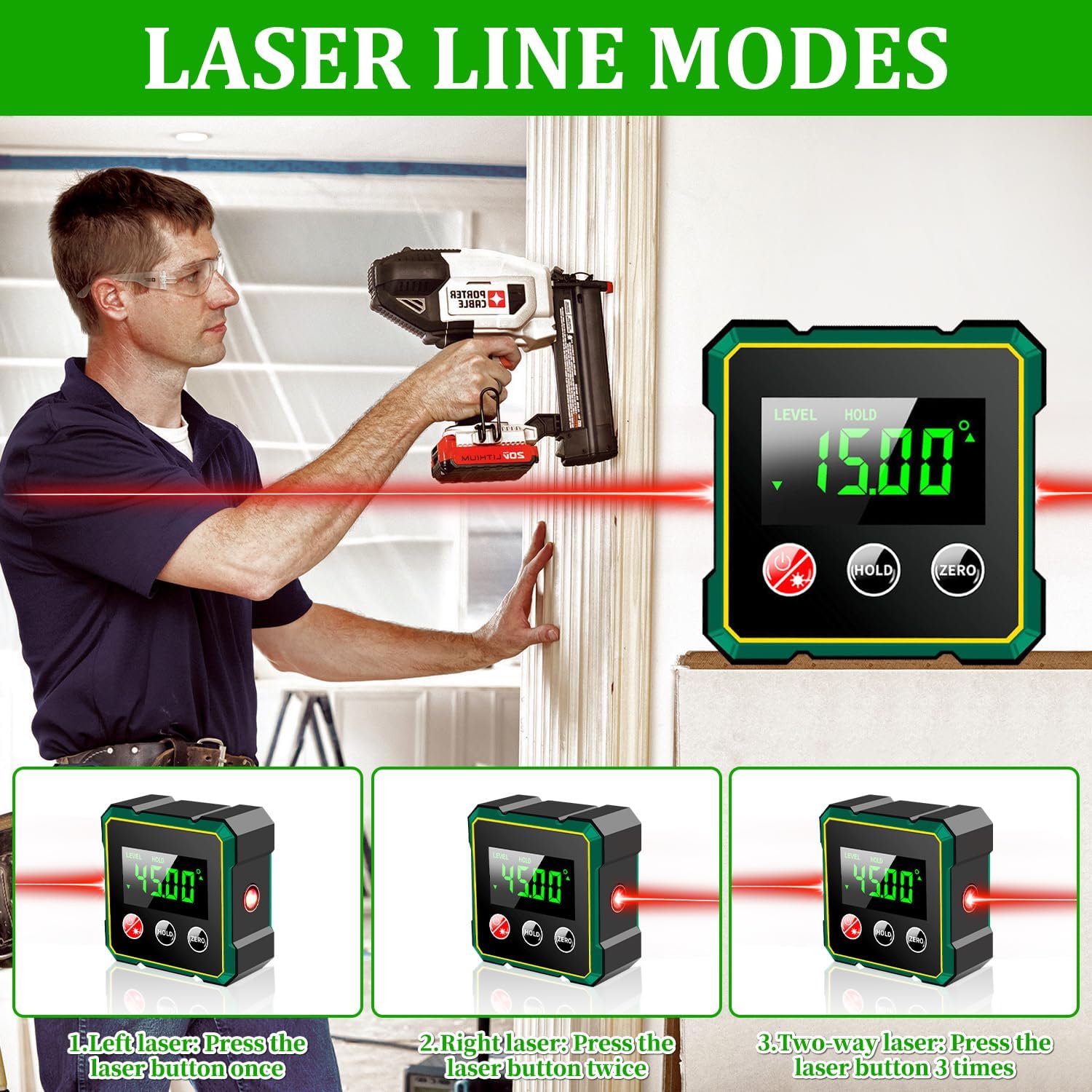 AngelPro Finder | Digitale Hoek- & Niveaumeter met Magnetische Laser
