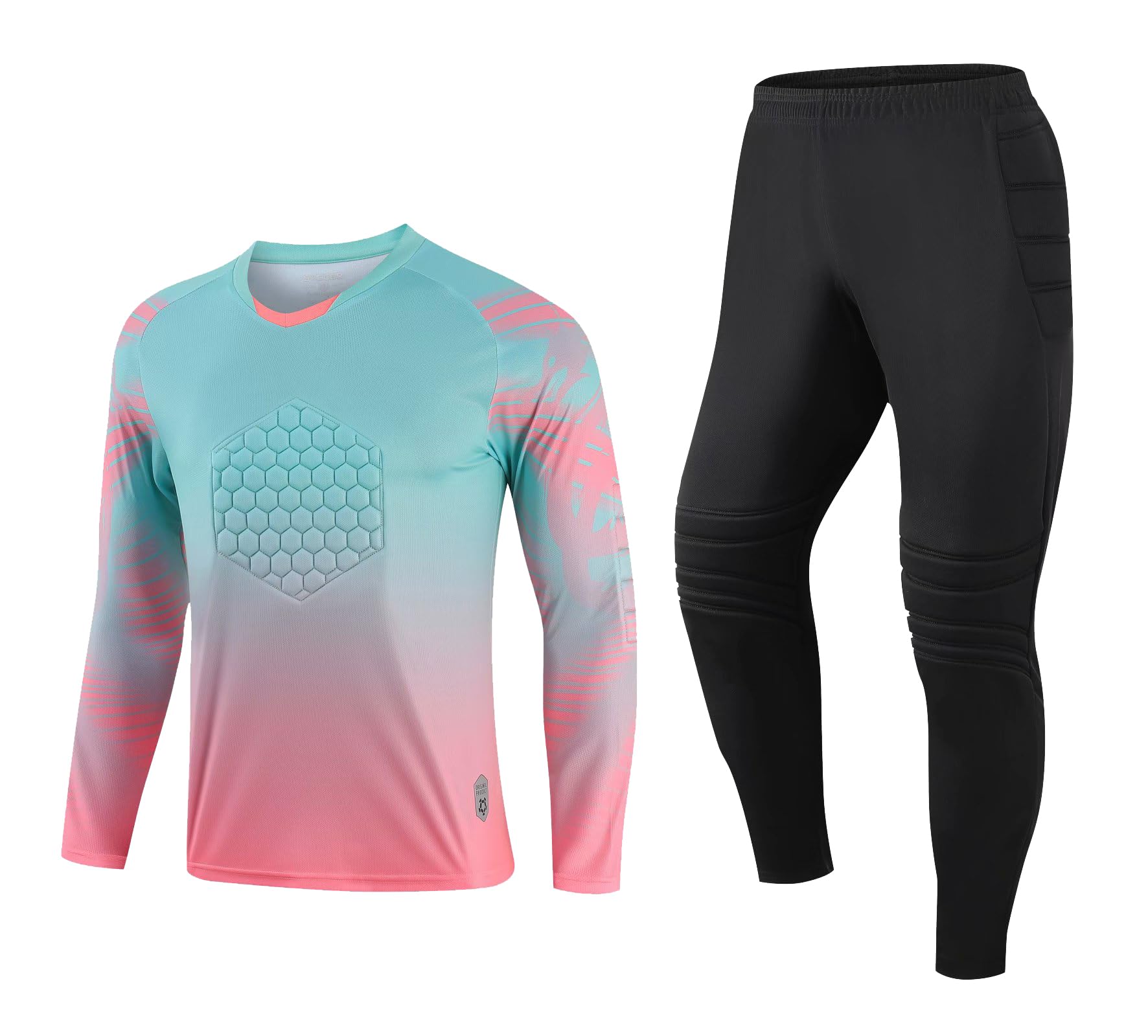 Handball & Fußball Torwart Set Atmungsaktives Torwarttrikot mit Schutzpolster Erwachsene Kinder Gepolstert Torwarthose Set Torwart Ausrüstung