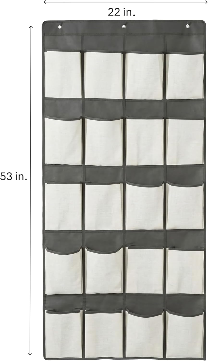 Simplify 20 Pocket Over The Door Hanging Shoe Organizer in Cashmere