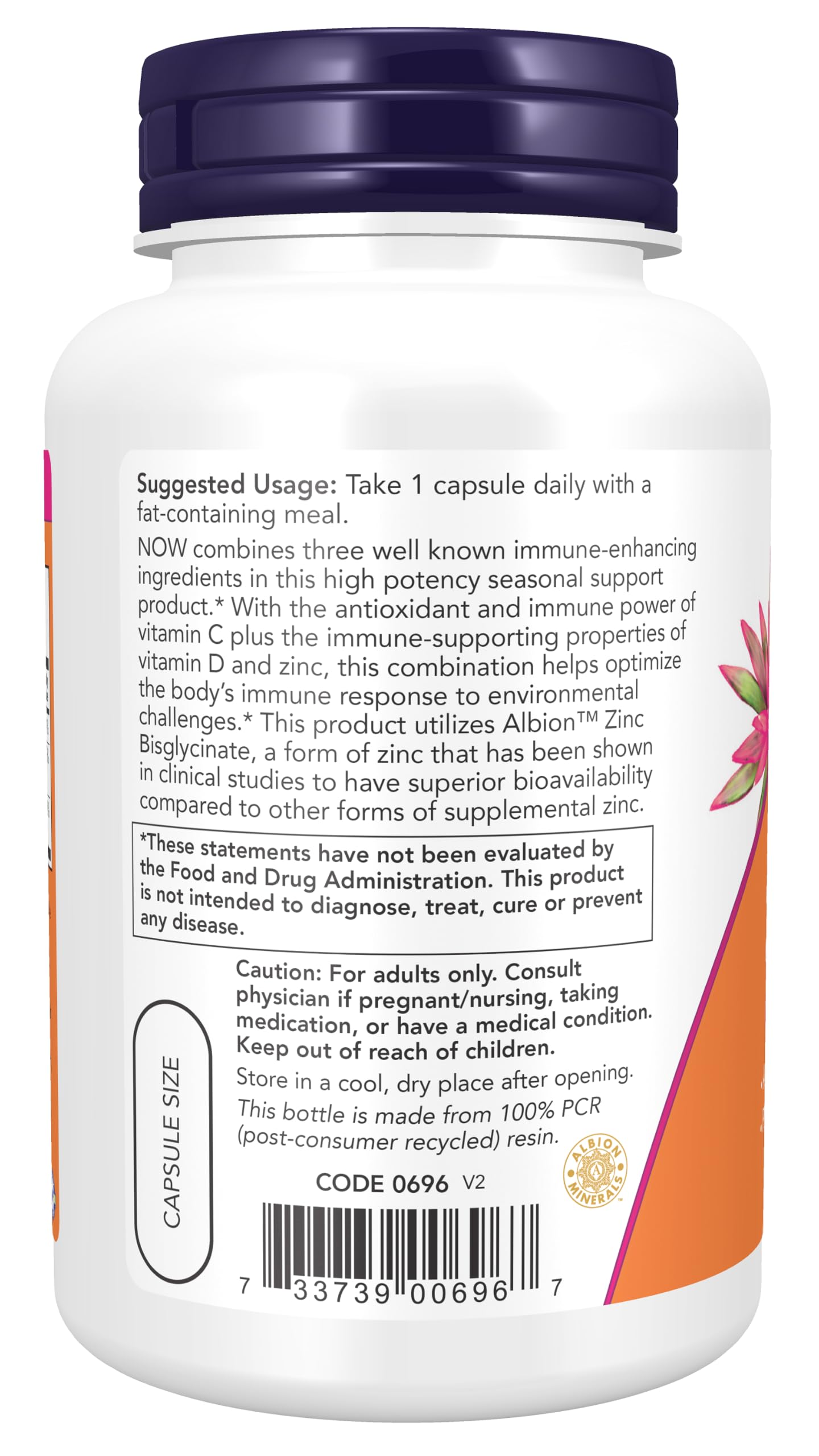 Now Supplements, C-1000 Zinc & D-3, Seasonal Immune Support*, 100 Veg Caps — Amazon image 3