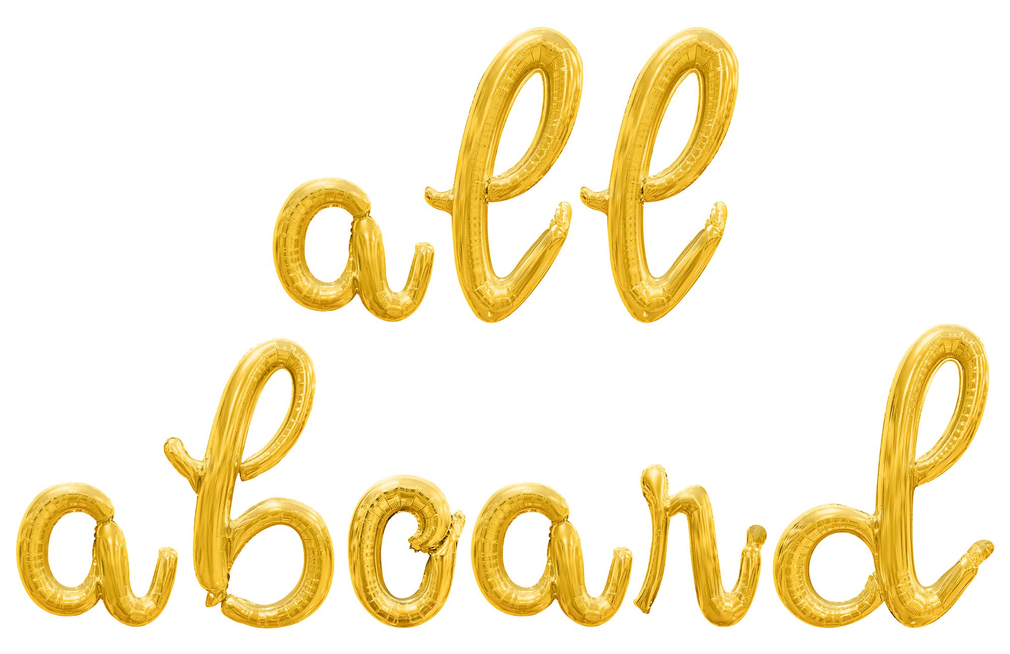 Cursive Script Letter Balloons - ALL ABOARD 16" Inch Alphabet Letters Foil Mylar Balloon Birthday Party Banner (Gold)