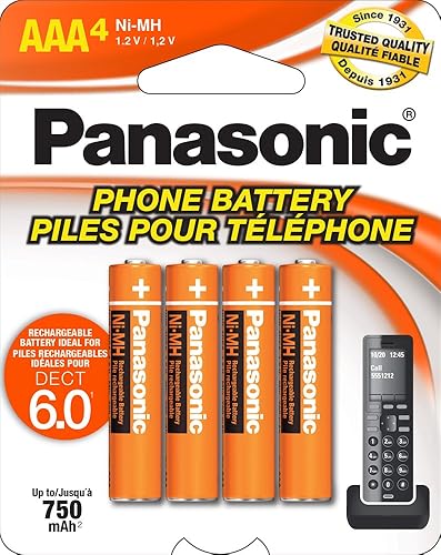 Paquete de 4 baterías recargables Panasonic NiMH AAA para teléfonos inalámbricos Paquete de 4 baterías recargables Panasonic NiMH AAA para teléfonos inalámbricos