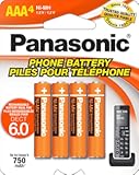 Genuine HHR-4DPA/4B AAA NiMH Rechargeable Batteries for DECT Cordless Phones, 4 Pack