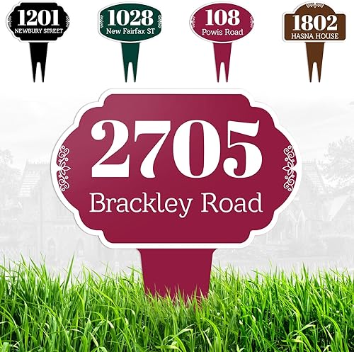 Letreros personalizados de dirección para patio, césped, casa, números de placas, letrero de aluminio personalizado para dirección de casa para