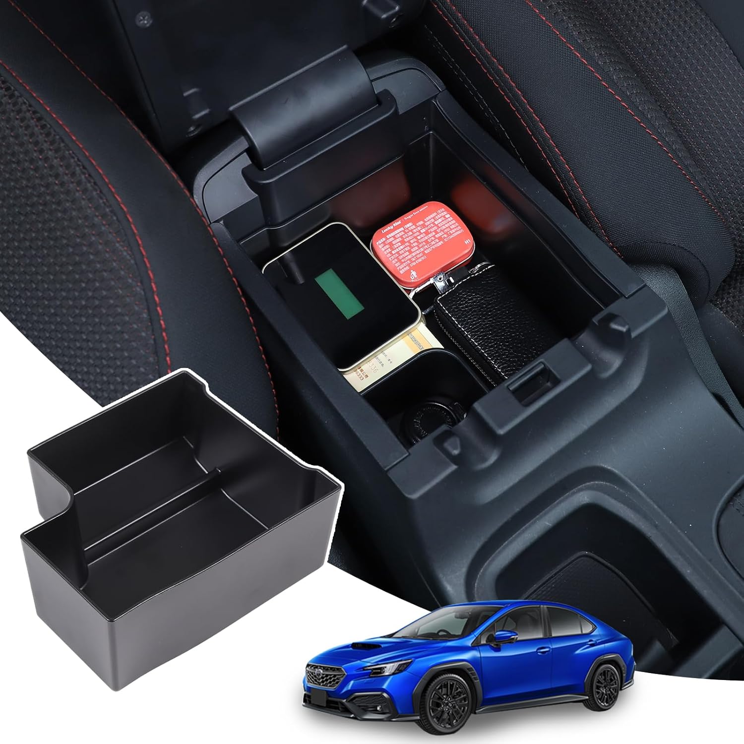 Compatible with 2022 2023 Subaru WRX(Manual Transmission) Accessories Center Console Organizer Tray Insert Tray Armrest Storage Box ABS Material Center Console Storage Box
