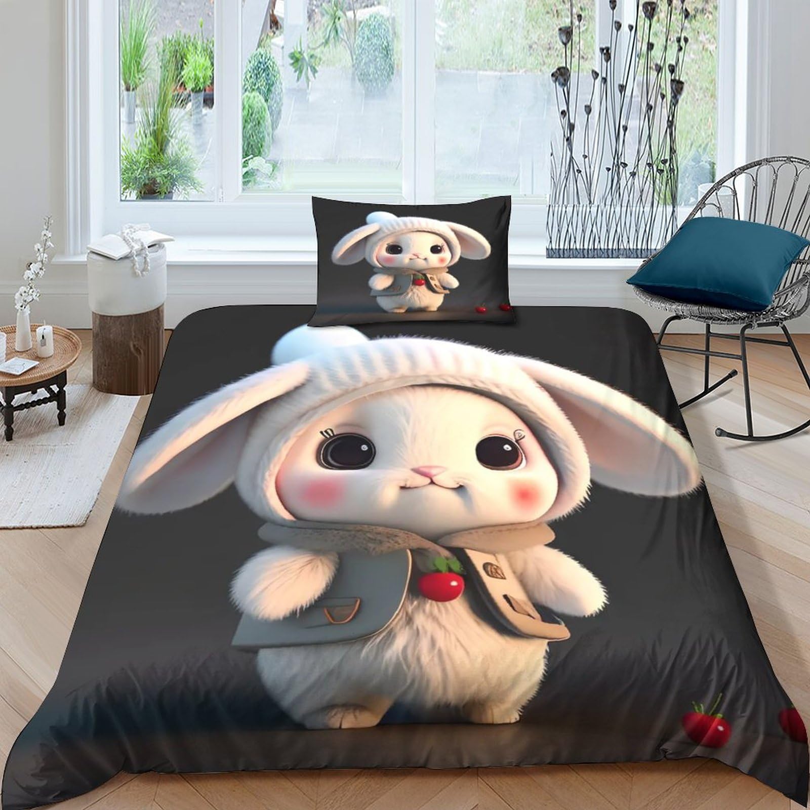 Housse de couette pour enfant facile à repasser en parure de lit 3 pièces