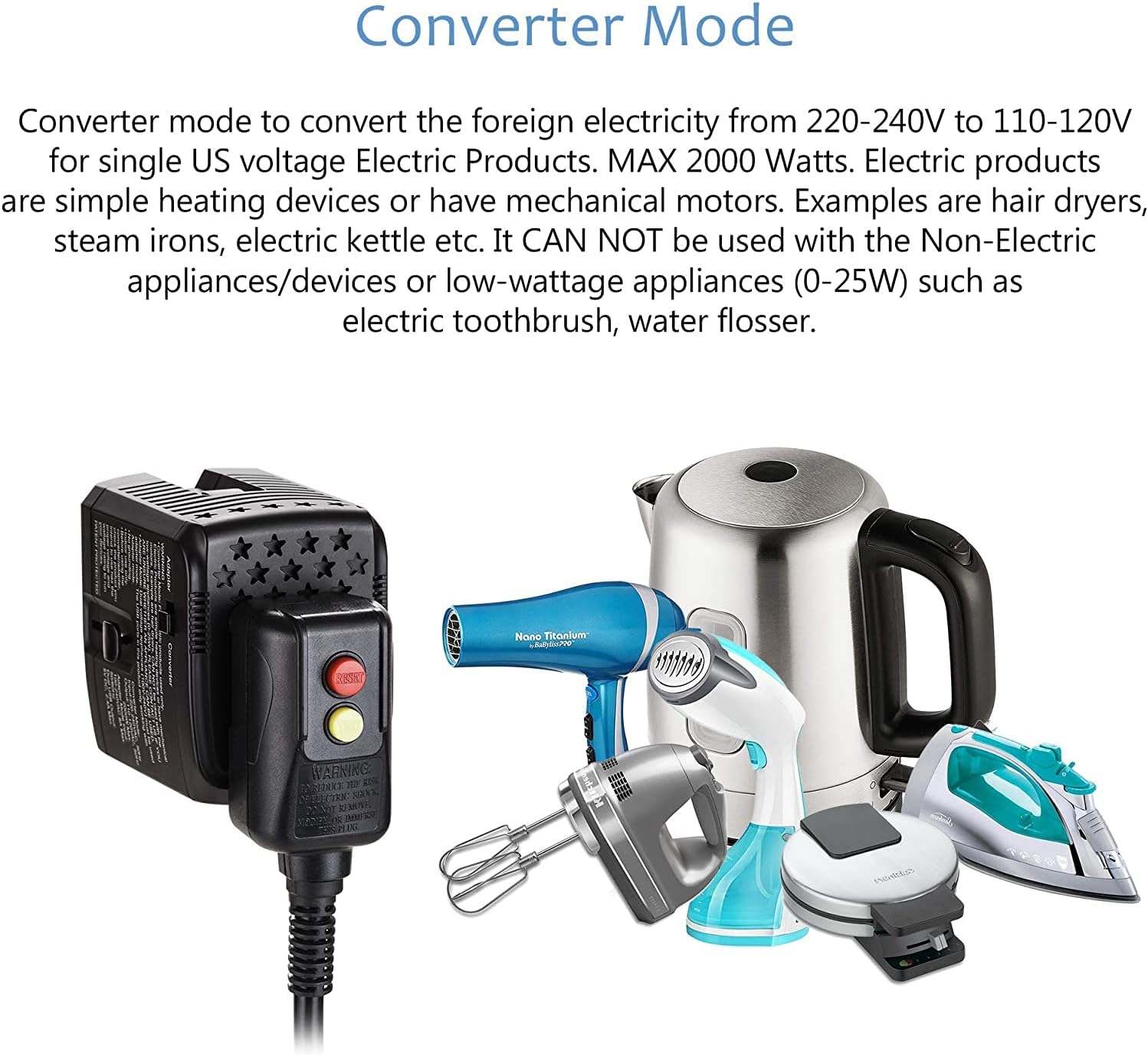 Nеw Arrіvаlѕ 2000Watts Electric Converter Adapter Step Down Voltage 220V to 110V for Hair Dryer Cell Phone Laptop MacBook Dual USB Power Plug Adapters US to Europe AU Over 150 Countries(Bright Black)