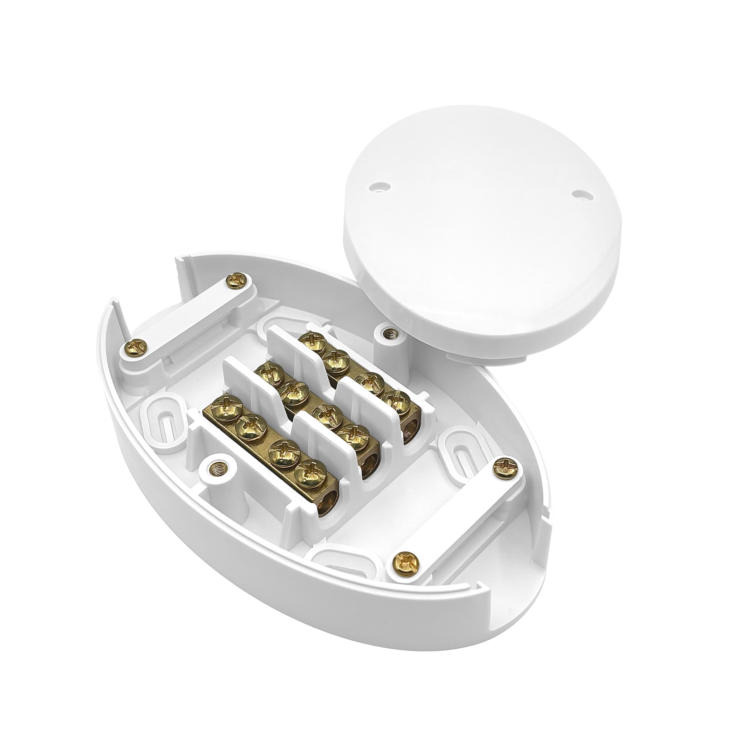 EVOGES Vector 60A 3 Terminal Junction Box – White, Heat-Resistant Electrical Enclosure, Secure Cable Management