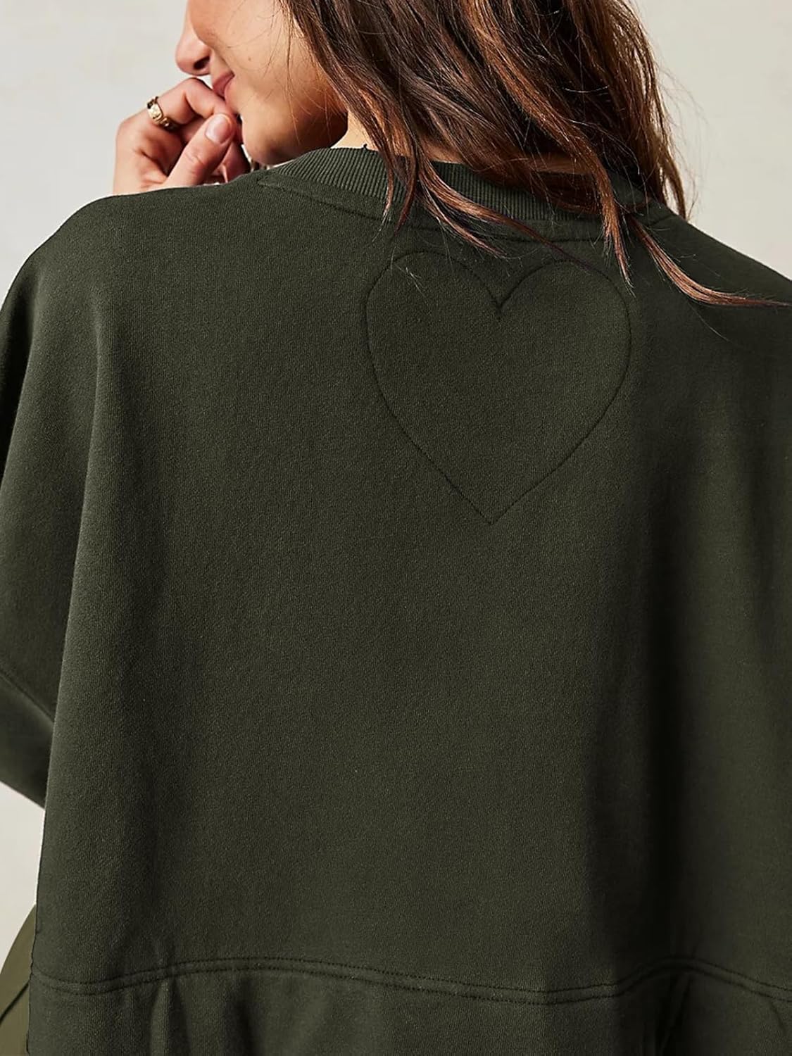 Dokuritu Sweatshirt Dress Women Crew Neck Long Sleeve Patchwork Pullover Tops Flowy Oversized Sweatshirt Mini Dress - Image 4