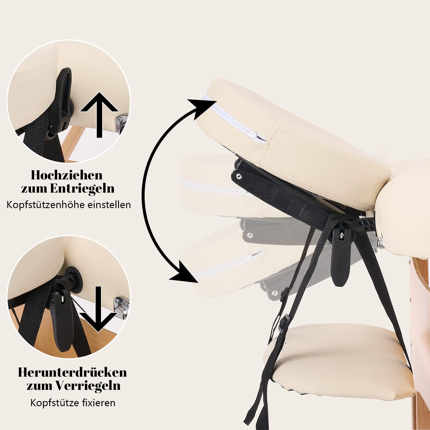 Kidol&Shellder leżak do masażu, szerokość 70 cm, składany, nośność 250 kg, tapicerka 9 cm, torba do przenoszenia, podwójna blokada nóg, biały