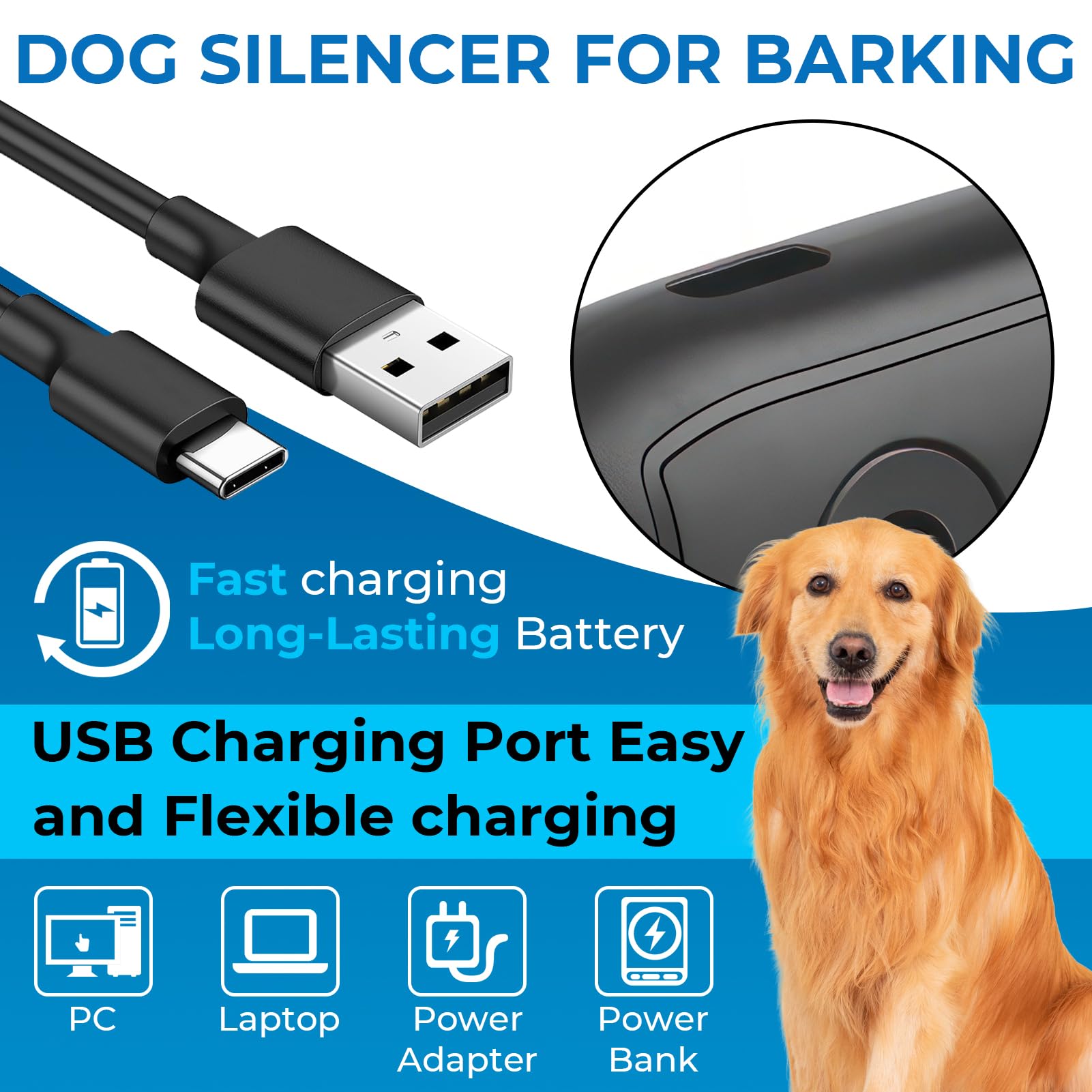 Antibell Ultraschall Gerät für Hunde, Ultraschall-Hundetrainingsgerät zur Bellreduktion – Effektiver Bellenstopper für kleine und große Hunde, flexibel einsetzbar im Innen- & Außenbereich