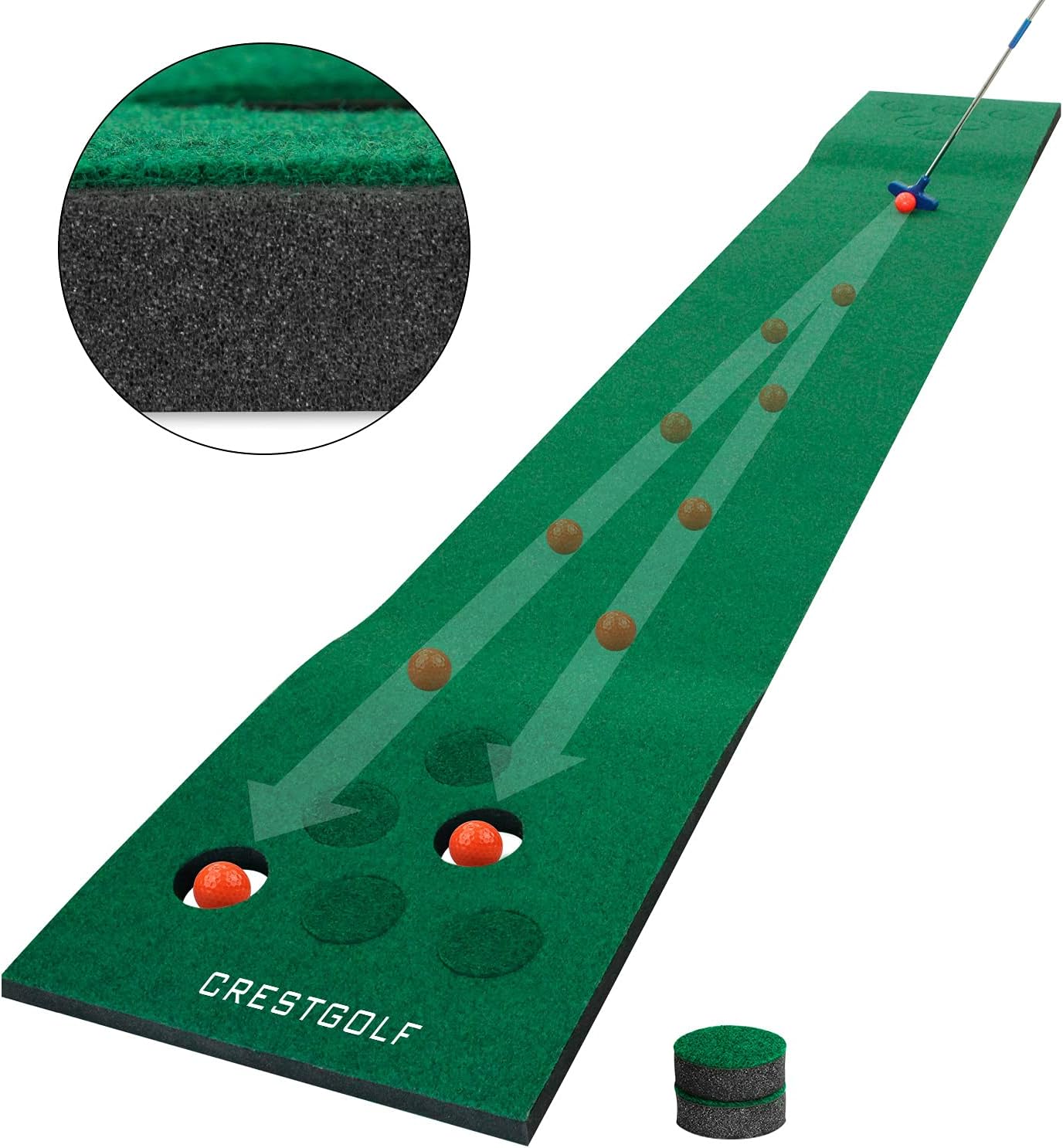 Golf Pong Mat Game Set Green Mat,Golf Putting Mat with 2 Putters, 6 Golf Balls,12 Golf Hole Covers for Indoor&Outdoor Short Game Office Party Backyard Use : Sports & Outdoors