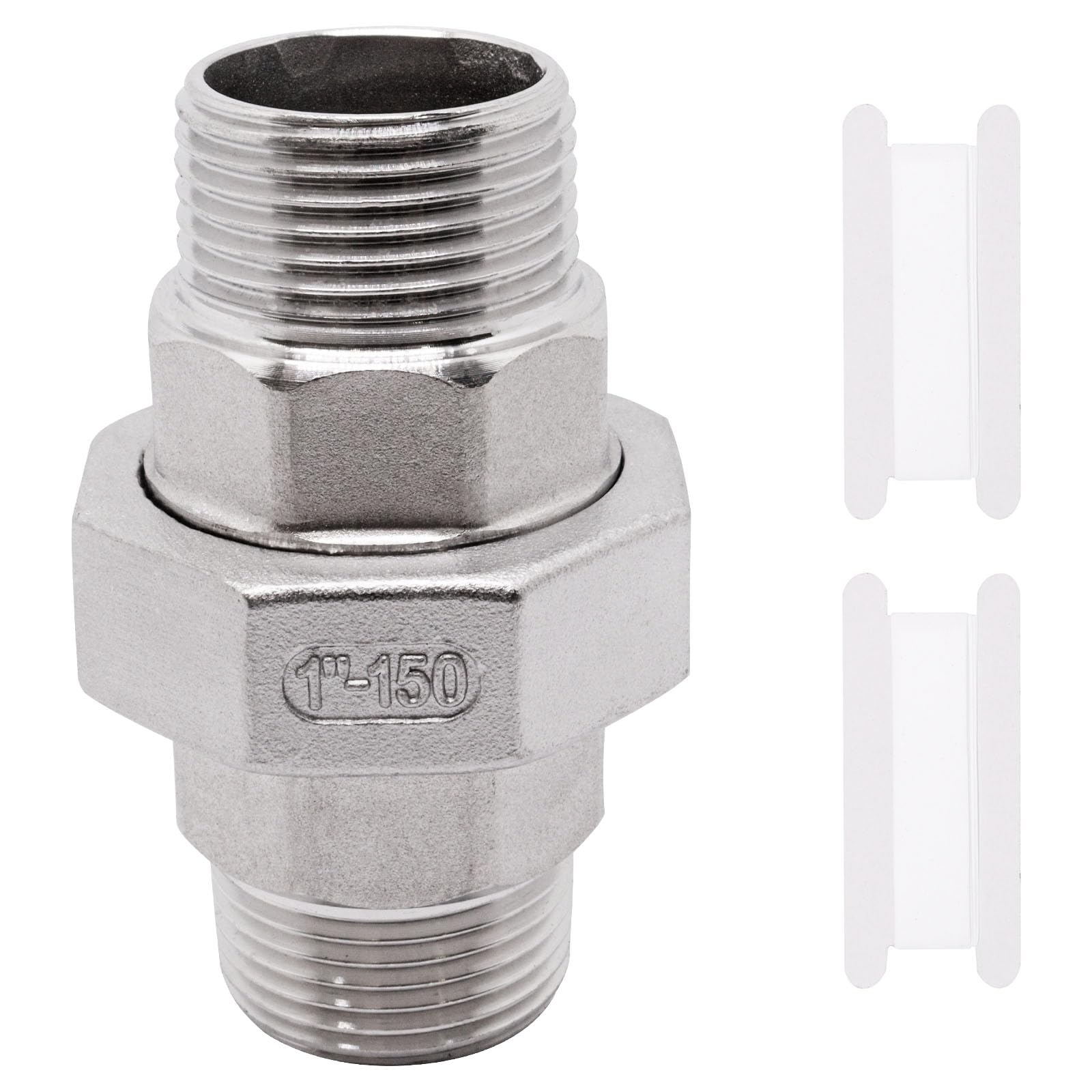 1Pcs Cast Pipe Fittings Union, 1" NPT Male x 1" NPT Male Thread 304 Stainless Steel Hex Head for Industrial, Class 150