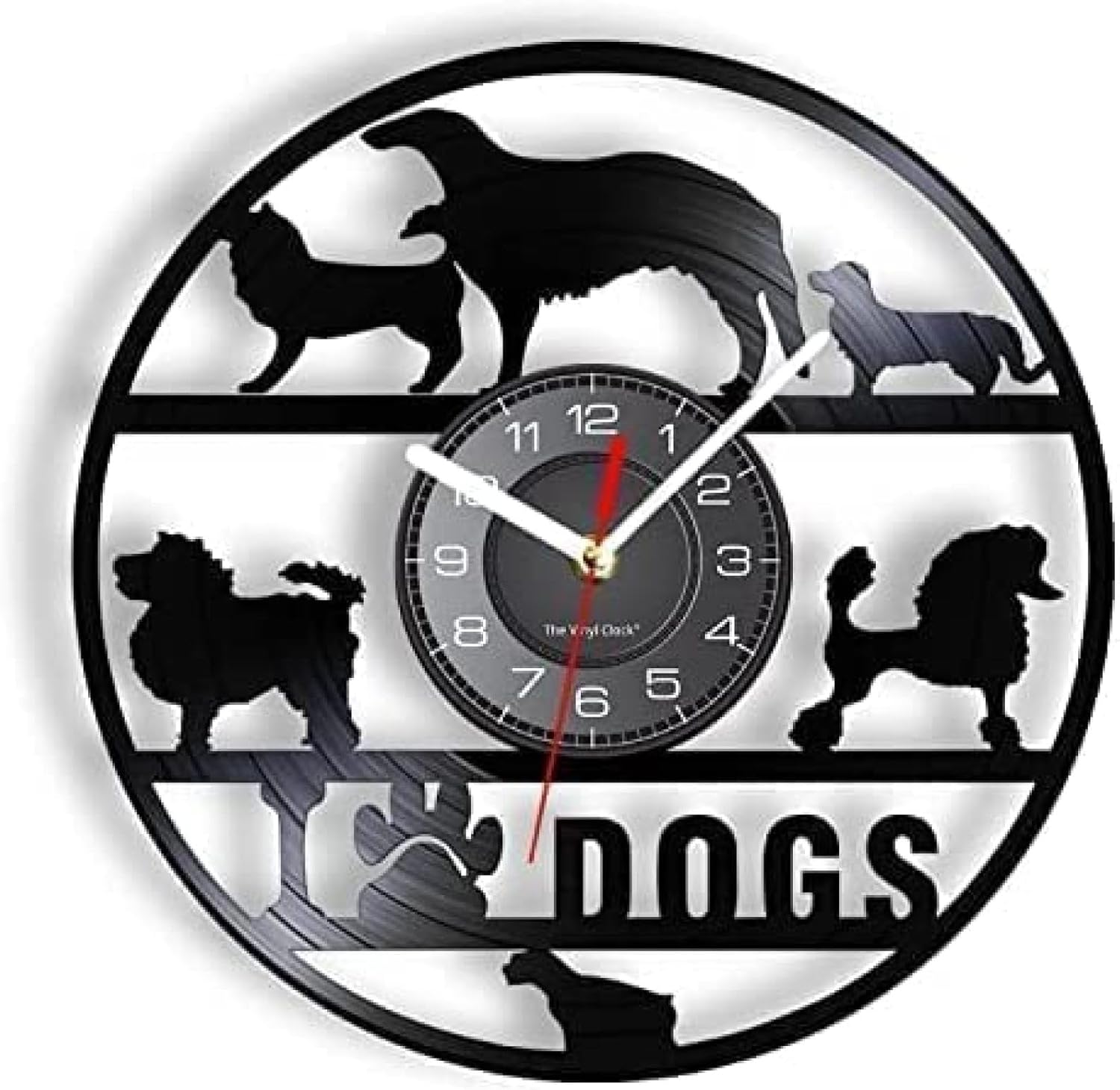 Wall Clock Dog Pack Pet Shop Wall Decor Wall Clock Dog Breeds Grooming Salon Vetclinic Vinyl Wall Clock Puppy Pet Lovers Reg Modern