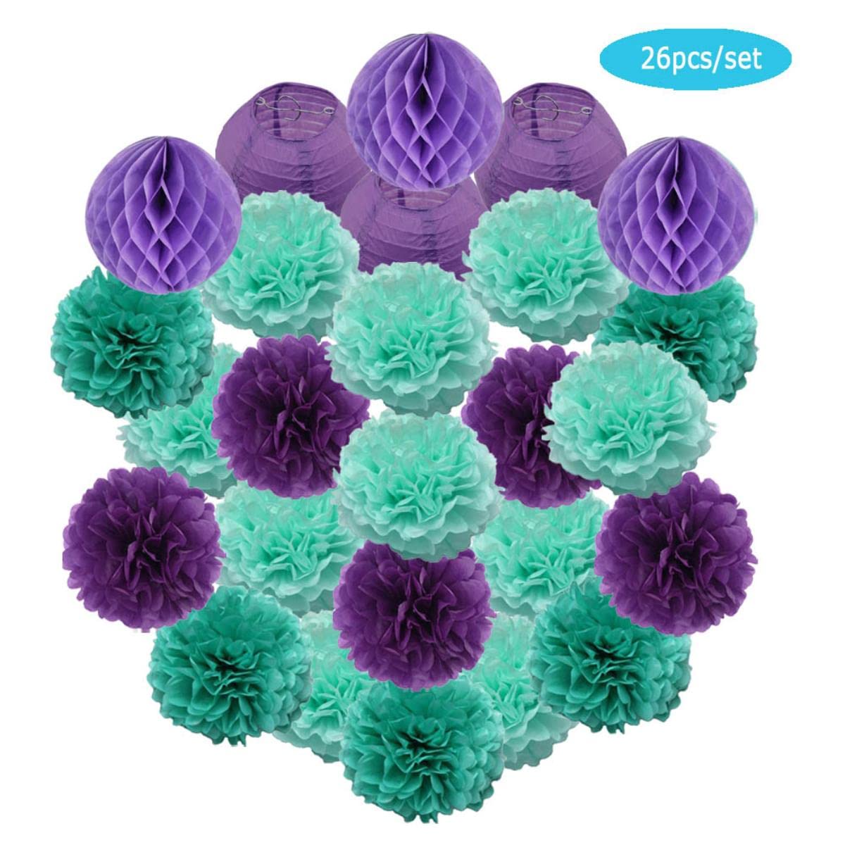 Bambini Ragazzo Ragazza 1 ° Compleanno Festa Bomboniera Fai da Te Blu Bianco Rotonda Lanterna di Carta 6"8" 10"12" Battesimo Del Bambino Decorazione di Nozze A Nido D'ape-Grigio Giallo Set, 8 pol