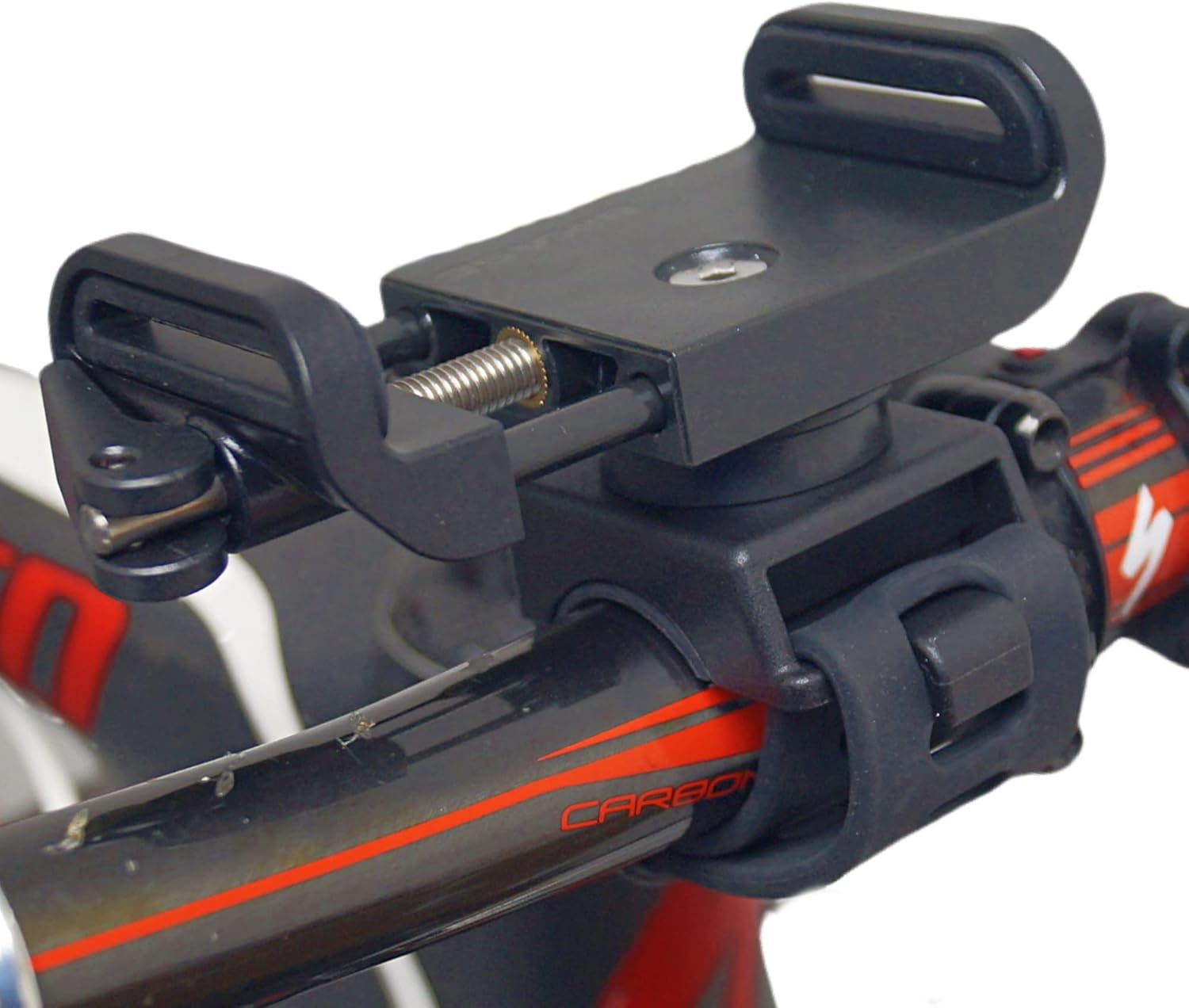 BiKase Handy Phone Clamp, Heavy Duty Bike Phone Holder, Universal Fit, Great for Handlebars, Ebikes, Bicycles, Motorcycles, Treadmills & More, with Strong Rubber Strap to Secure Phone on Every Ride