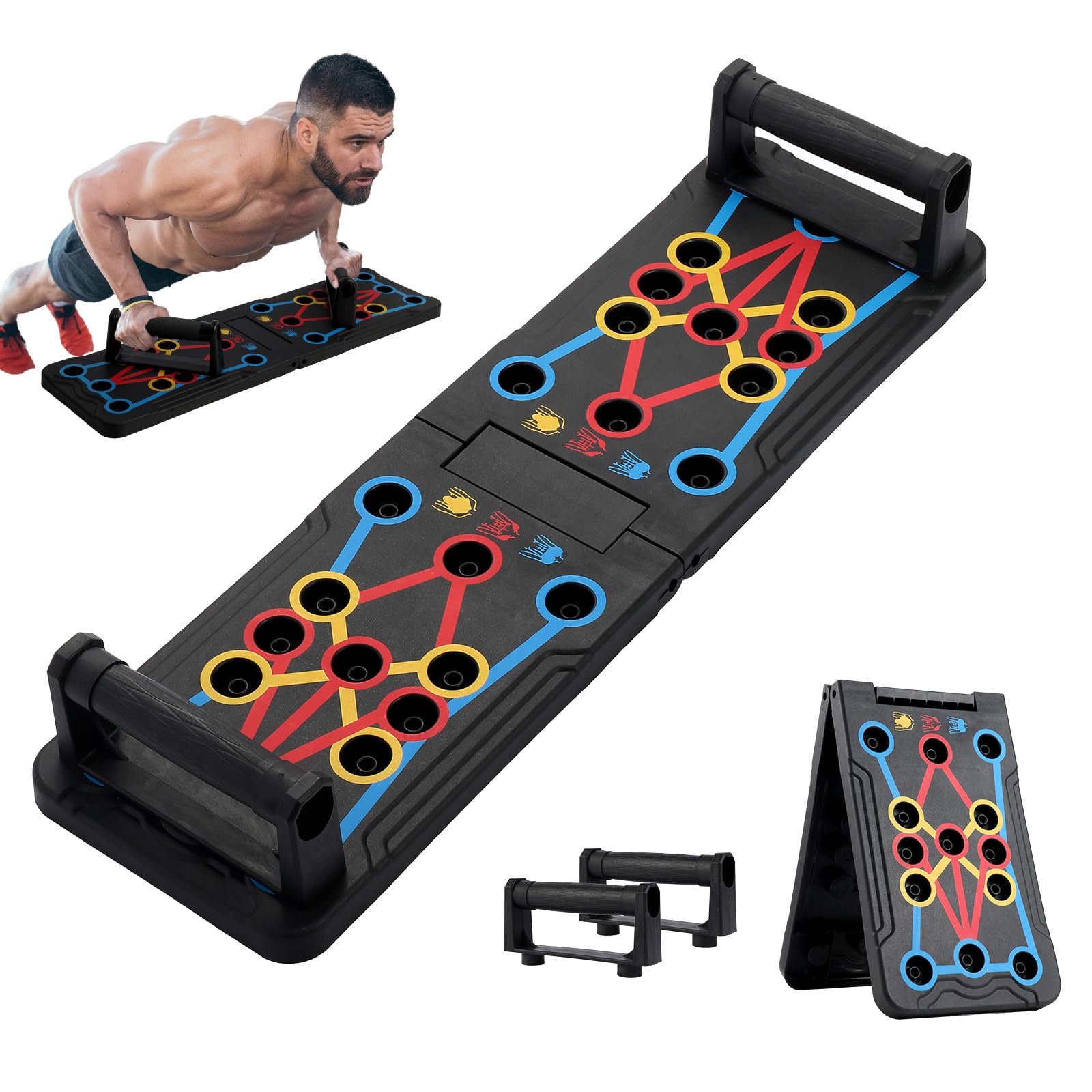 15-in-1 Foldable PushUp Stands Board Fitness,Workout Equipment for Home Gym, Men & Women Adjustable Pushup Board for Chest, Abs, Arms & Core Training,Portable Push-Up Board for Full Body Exercise