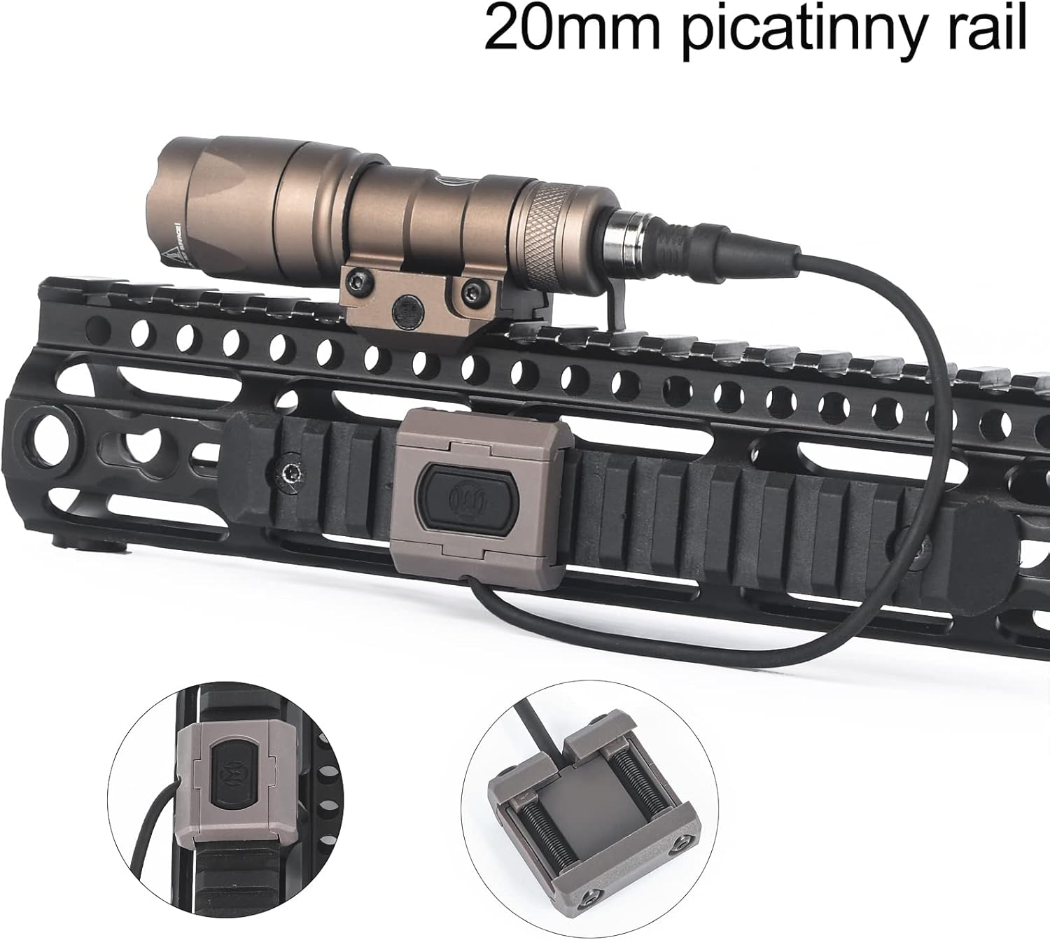 NOBUHIRO Remote Pressure Switch with Conversion Mount kit & M600C Tactical IR Flashlight Picatinny flashlights (Tan,Tan)