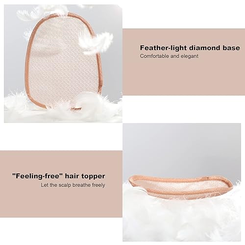 Miniatura 4 de HAIRCUBE Toppers de cabello humano 100% real con flequillo, 150% de densidad, base de seda, con clip, piezas de cabello superior para mujeres con