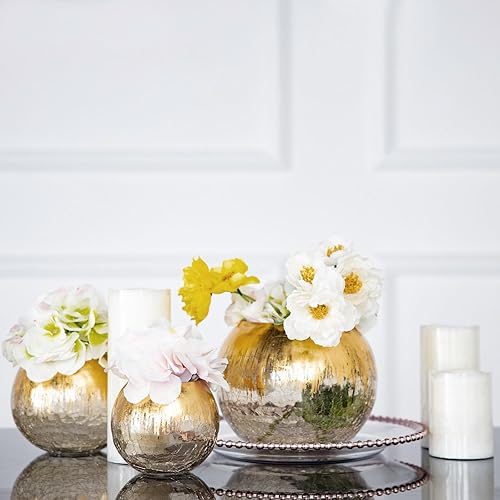 Miniatura 9 de Efavormart - Florero de cristal agrietado dorado de 4 pulgadas, florero de burbujas