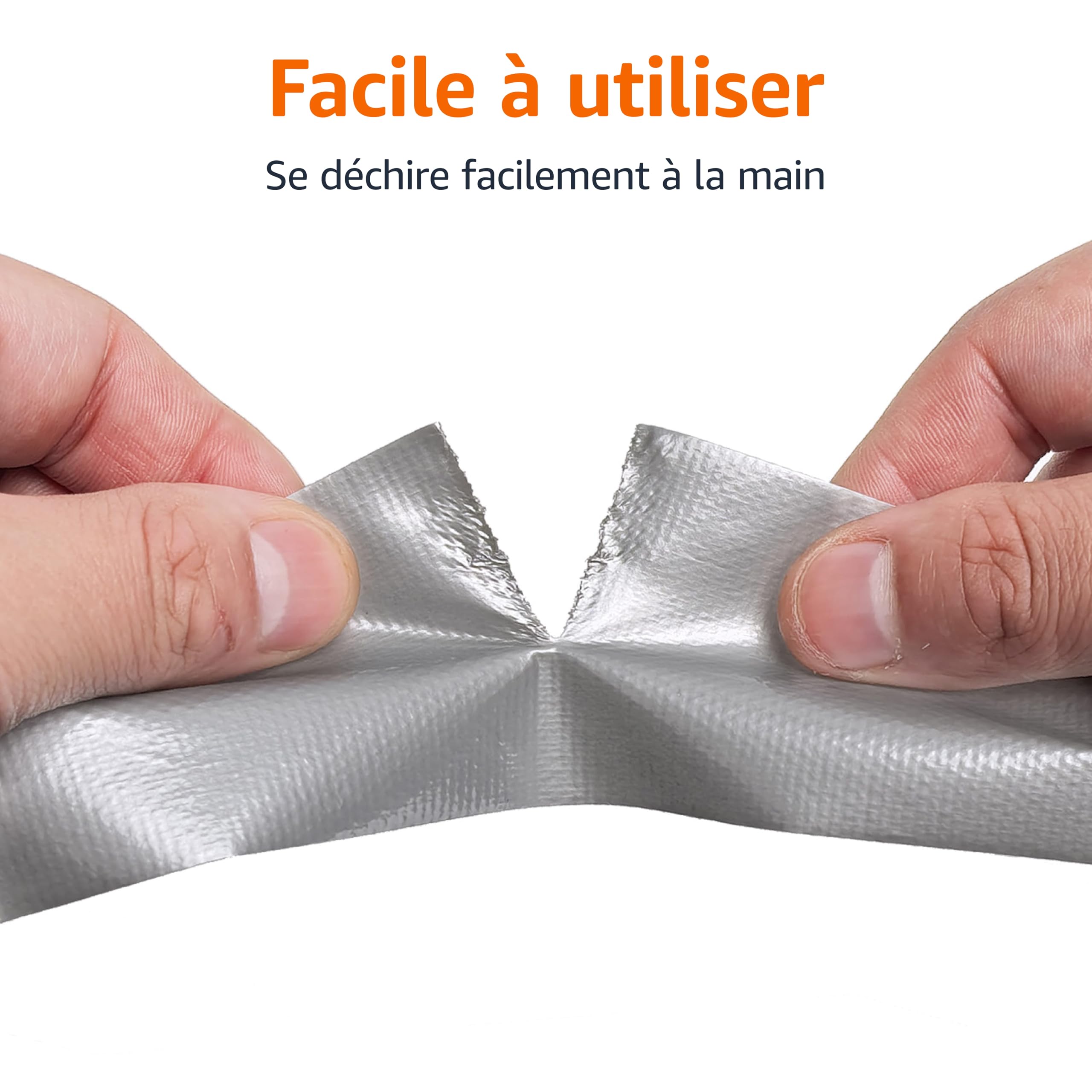 Amazon Basics Ruban Adhésif Haute Résistance 4.77 cm x 18.28 m Argenté Lot de 4 Rouleaux