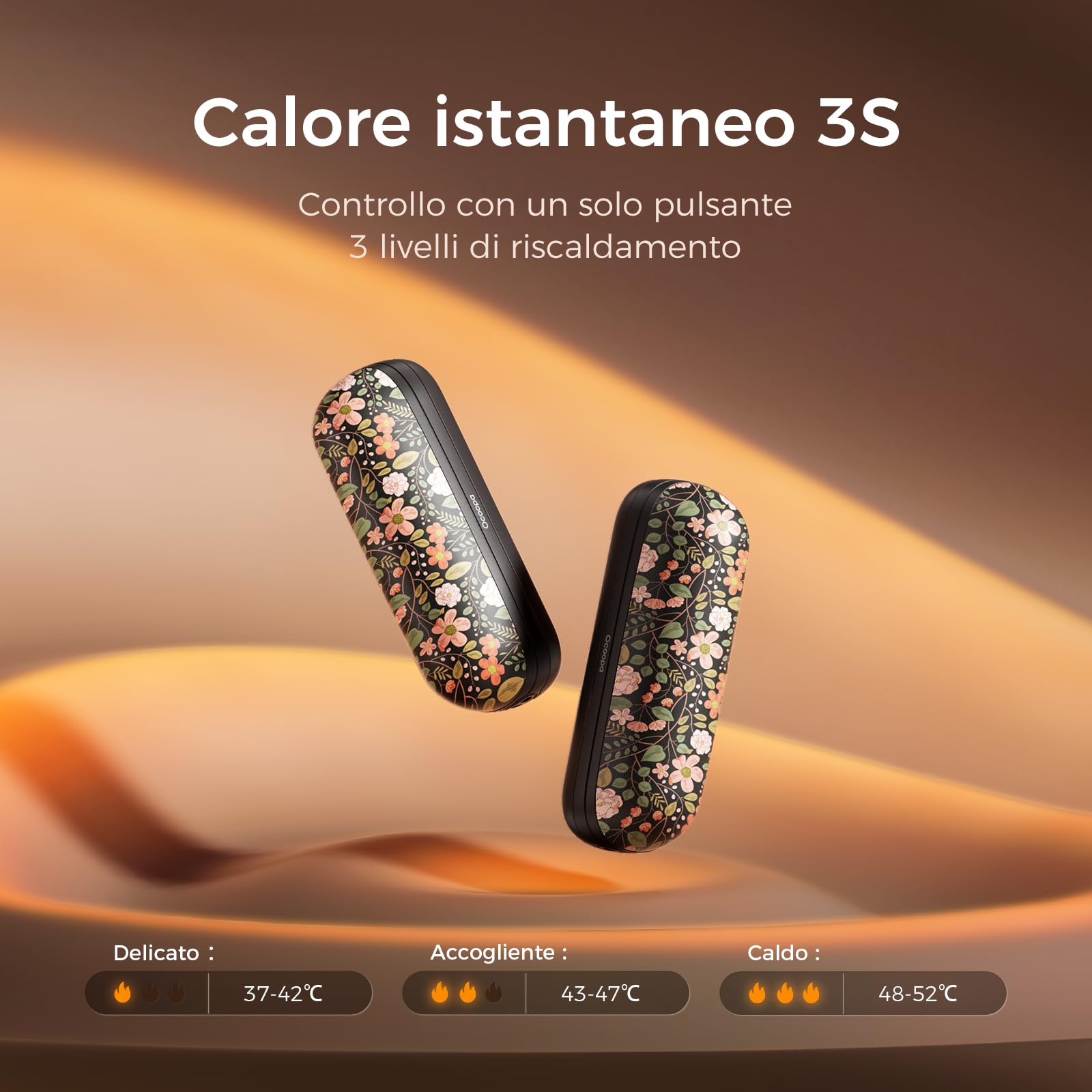 OCOOPA Scaldamani Ricaricabili 2 in 1, Scaldamani Elettrico Magnetico 5200mAh, Scaldamani Tascabili, 3 Livelli di Riscaldamento Fino a 52 ℃, Regali da Campeggio per la Pesca per Uomo, UT2s Mini