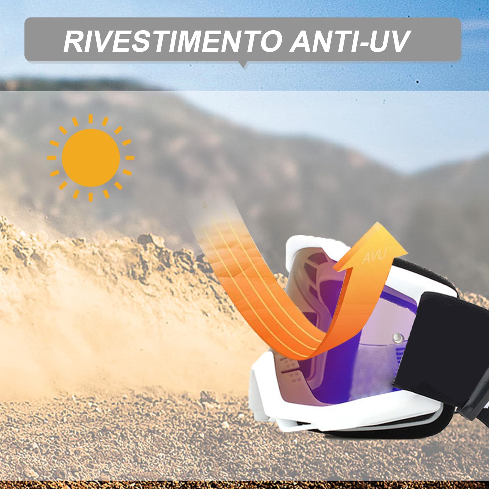 Occhiali Motocross,Maschera Motocross con Cuscino in Spugna a Doppio Strato e Lenti con Protezione UV,Occhiali Moto Anti-appannamento per Ciclismo,Sci,Arrampicata