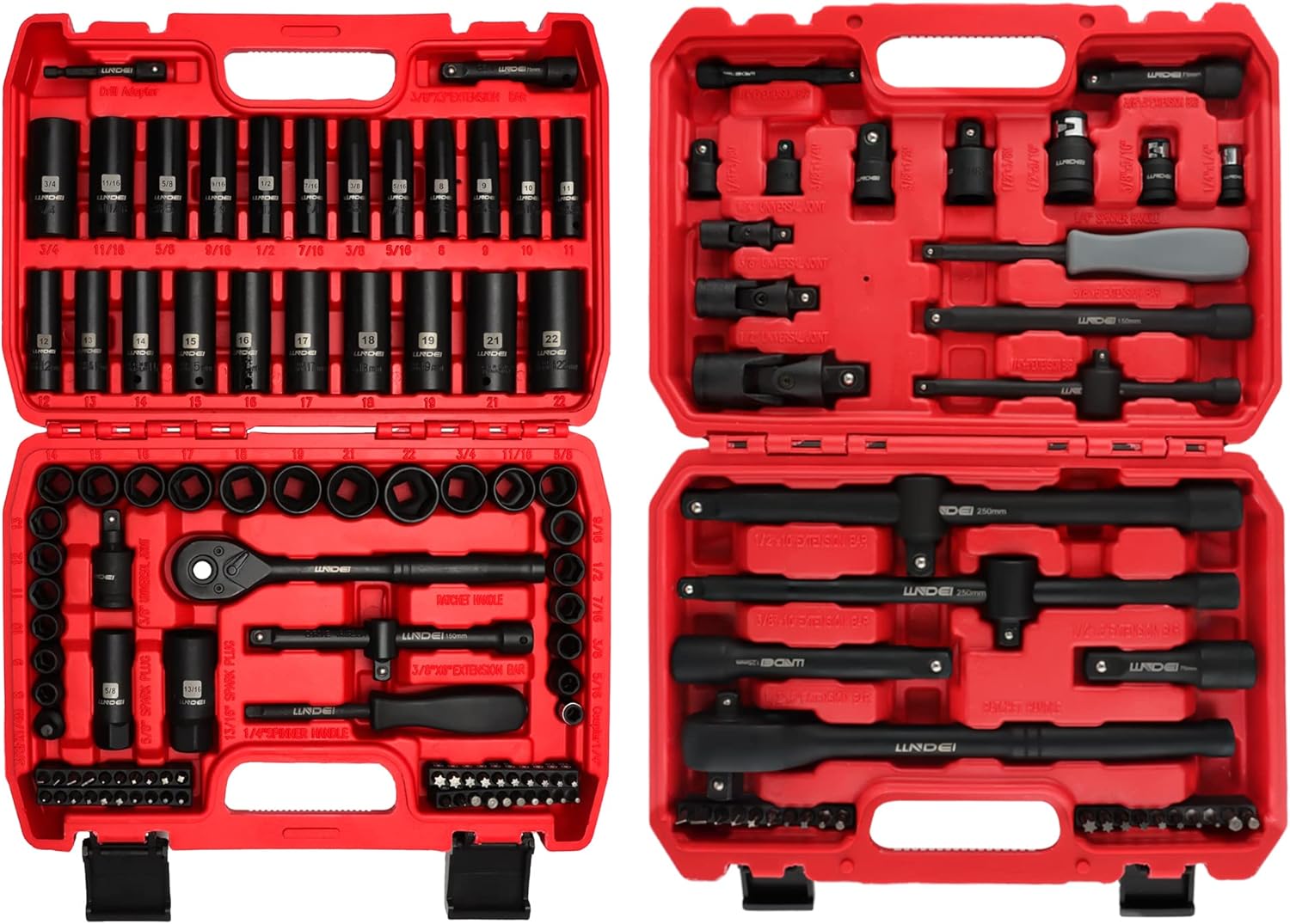 LLNDEI 95 PCS 3/8" Drive Impact Socket Set &43 PCS Tool Socket Accessory Set - - 