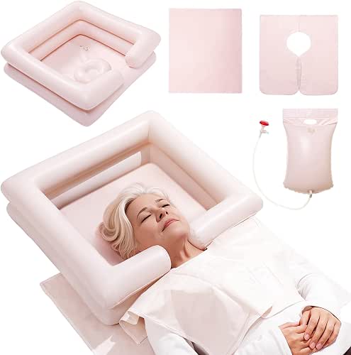 Inflatable Bedside Shampoo Set with Water Bag and Waterproof Shawl.