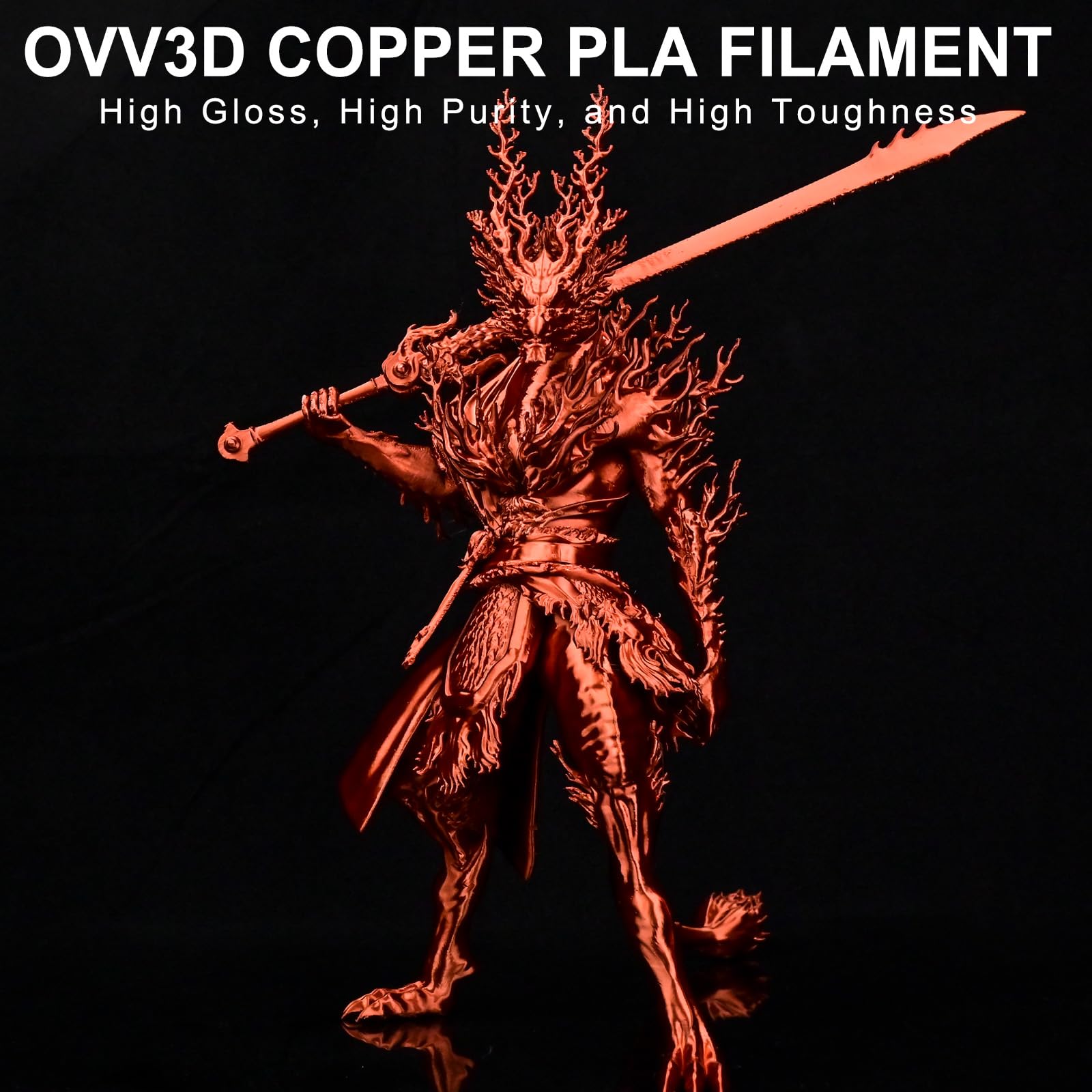 OVV3D Filament PLA de soie de 1,75 mm, filament PLA en cuivre pour imprimante 3D, filament d'impression 3D en cuivre de soie, filament PLA de 1,75 +/- 0,02 mm, filament PLA de soie de 1,75 mm pour