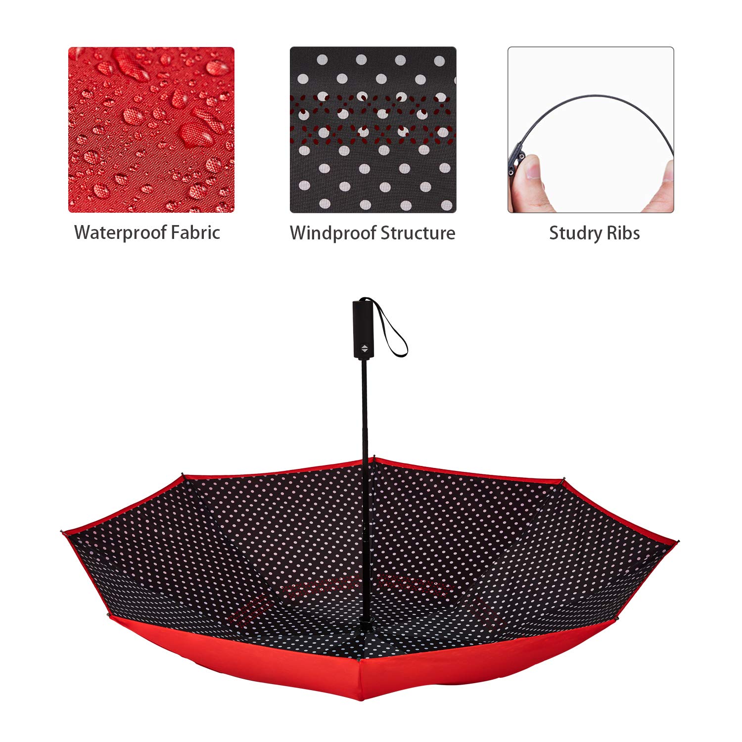 Ombrello da Golf, Unisex - Adulto, Red DOT