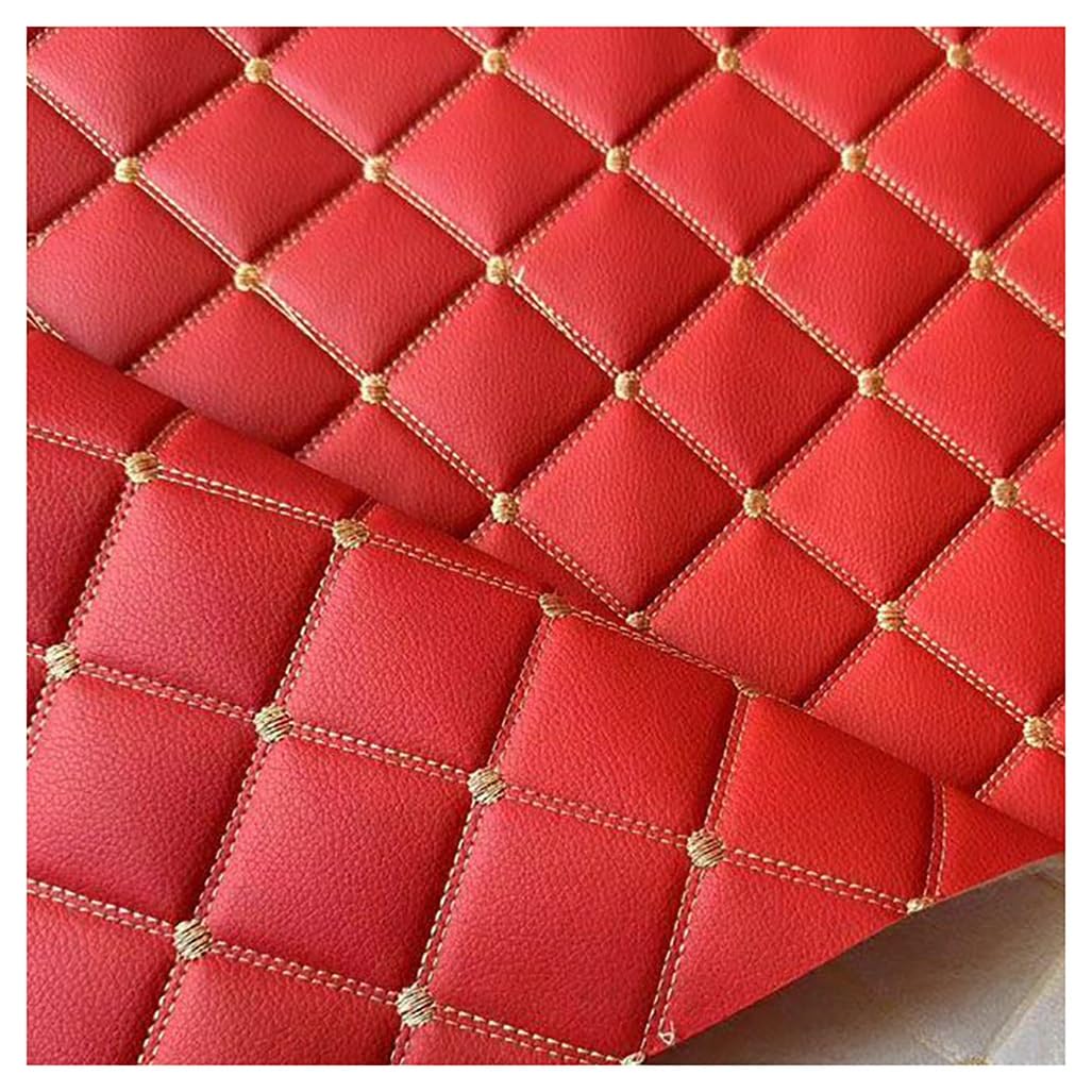 Tela De Piel Sintética Acolchada Vinilo PVC Impermeable De Piel Sintética Con Puntada Diamante, Cojín Acolchado Lino Para Proyectos Bricolaje #(Red,1.6x9m)