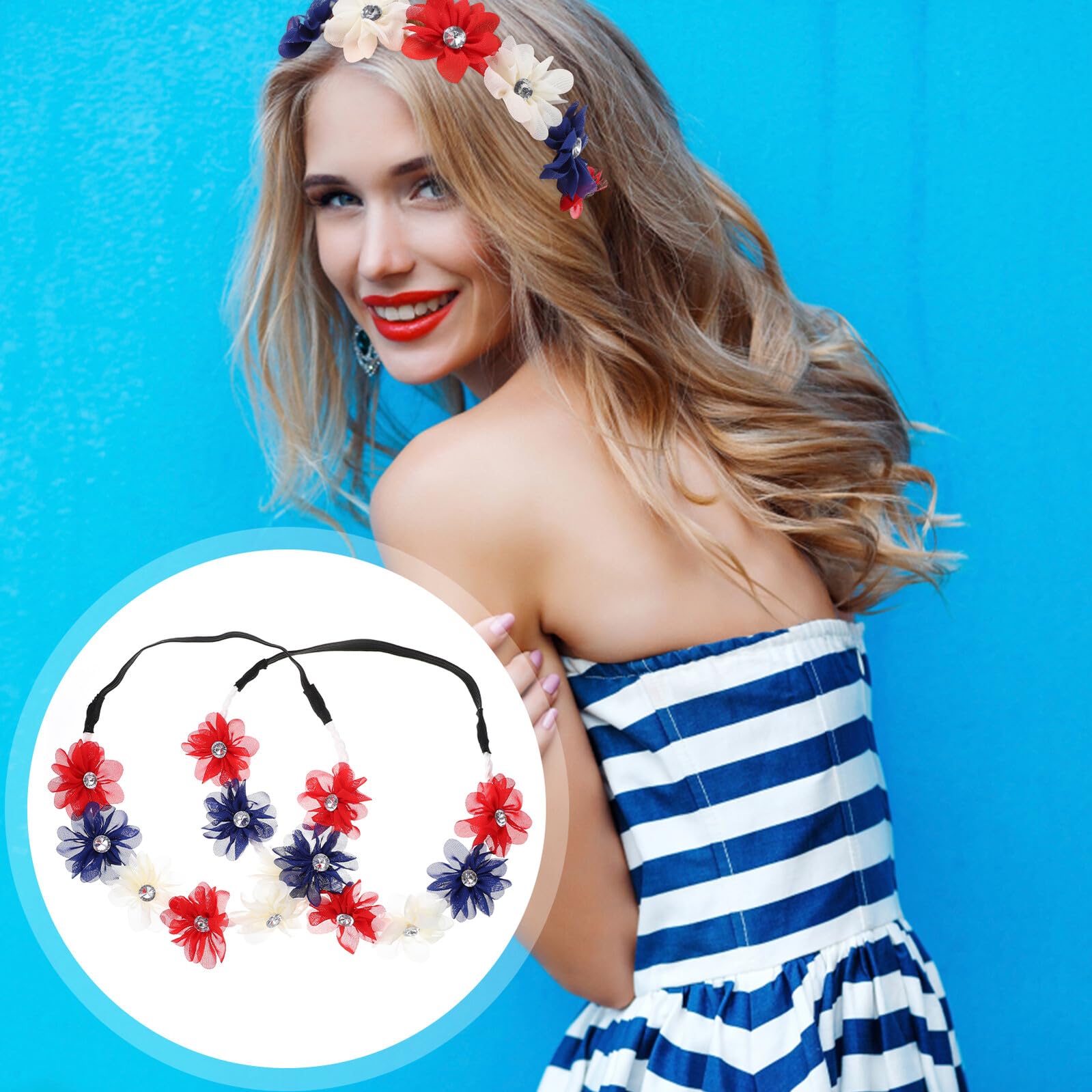 VICASKY 8 Pezzi Fasce Elastiche Patriottiche con per Dellindipendenza Usa Design e Confortevole Accessori Moda per Eventi Patriottici e Celebrazioni